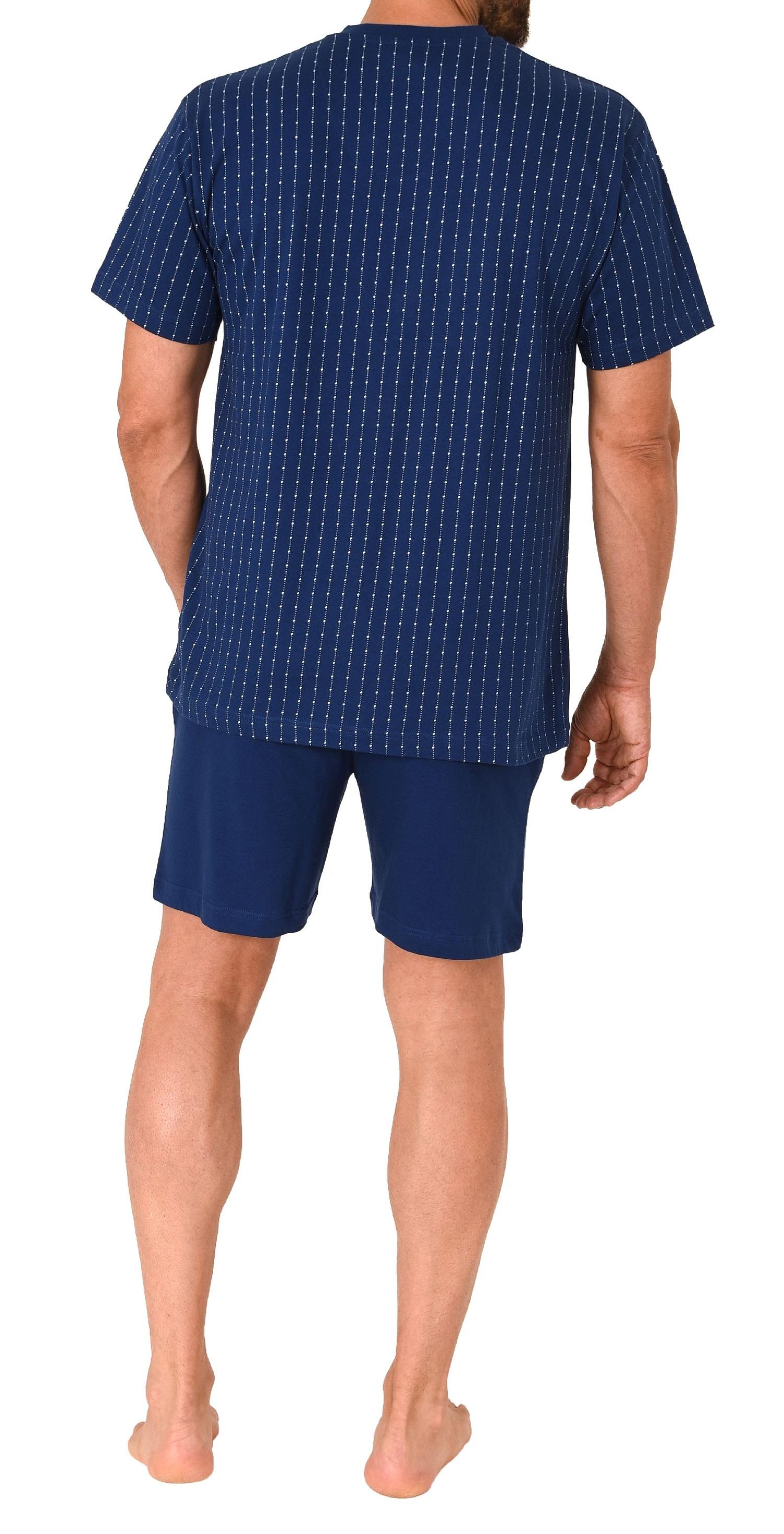 Normann Herren Schlafanzug Kurzarm Shorty Pyjama – Streifenoptik
