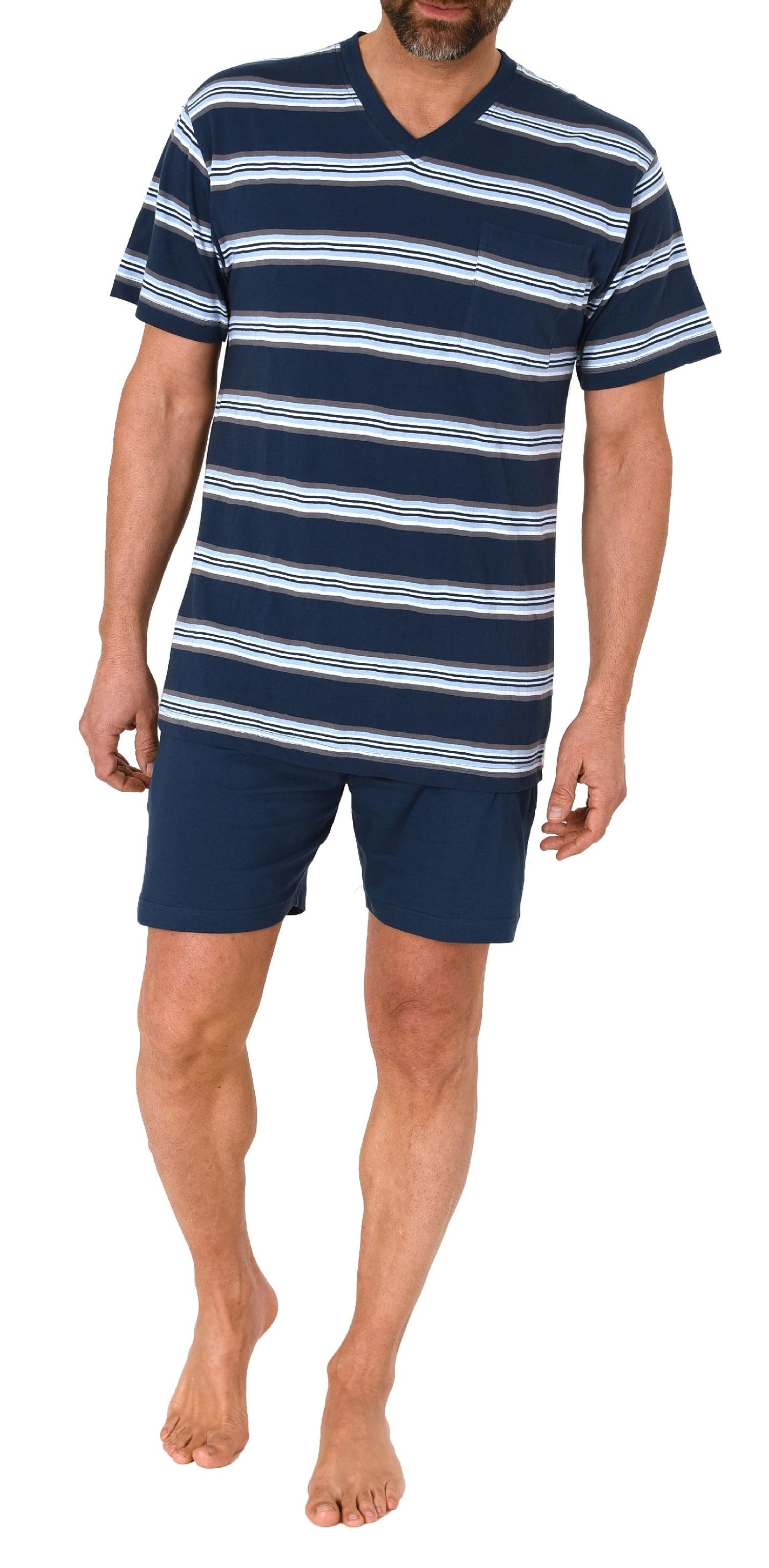 Normann Herren Kurzarm Schlafanzug Shorty Pyjama in wunderschöner Streifenoptik