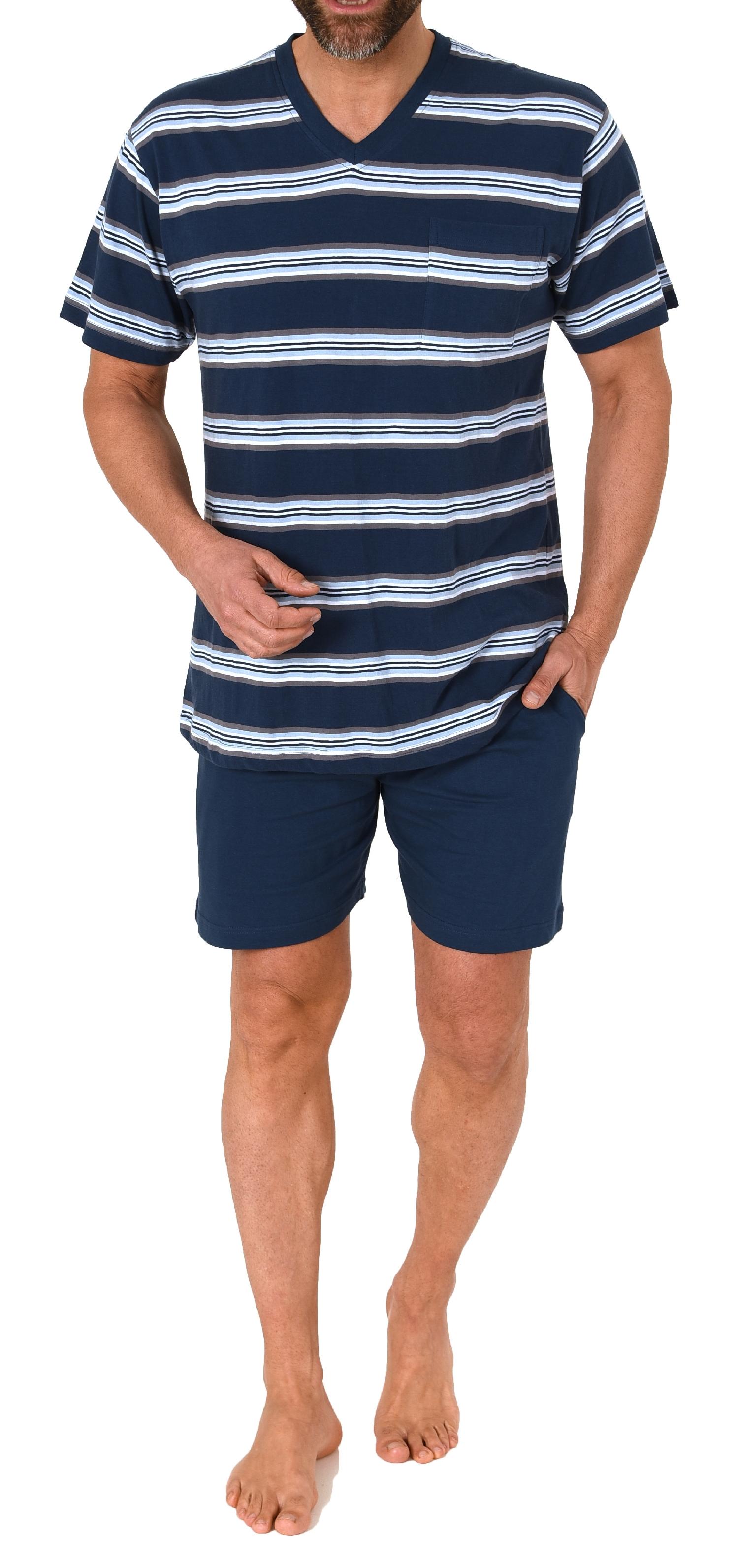 Normann Herren Kurzarm Schlafanzug Shorty Pyjama in wunderschöner Streifenoptik