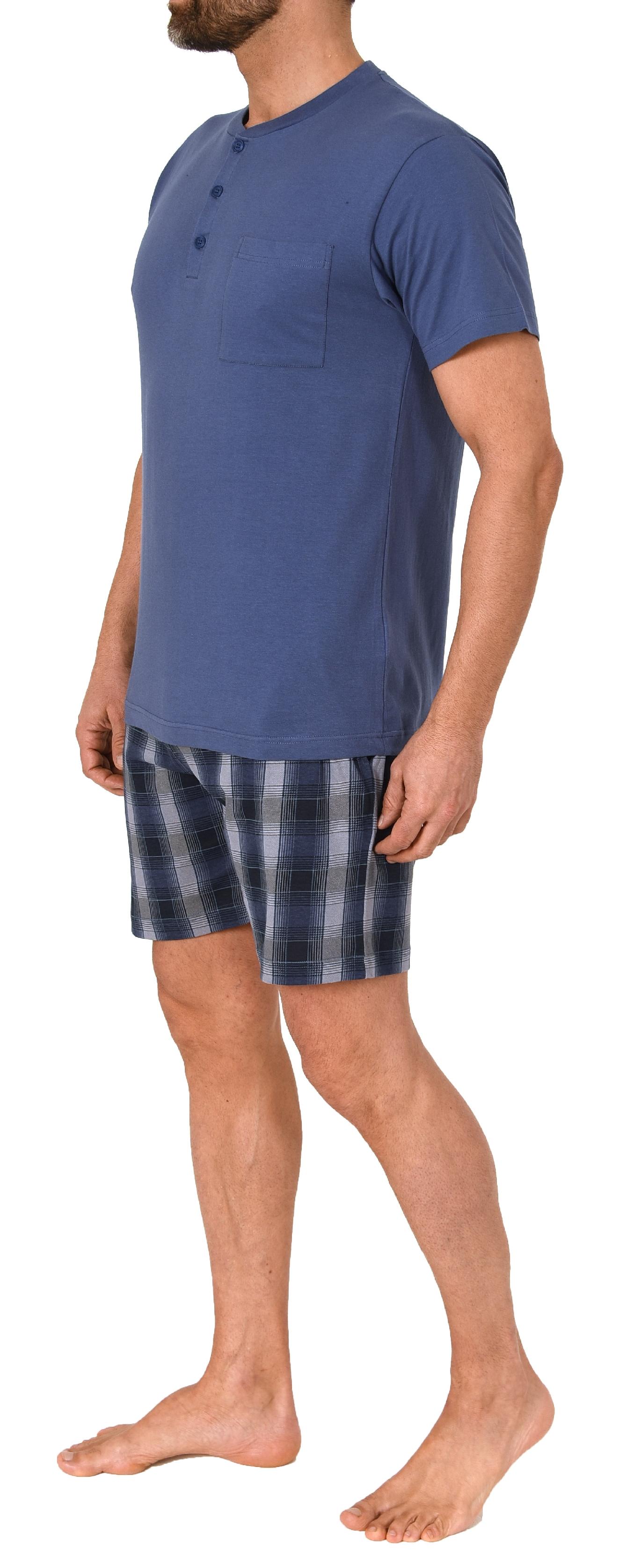 Normann Herren Kurzarm Schlafanzug Shorty mit karierter Jersey Hose - auch in Übergrössen