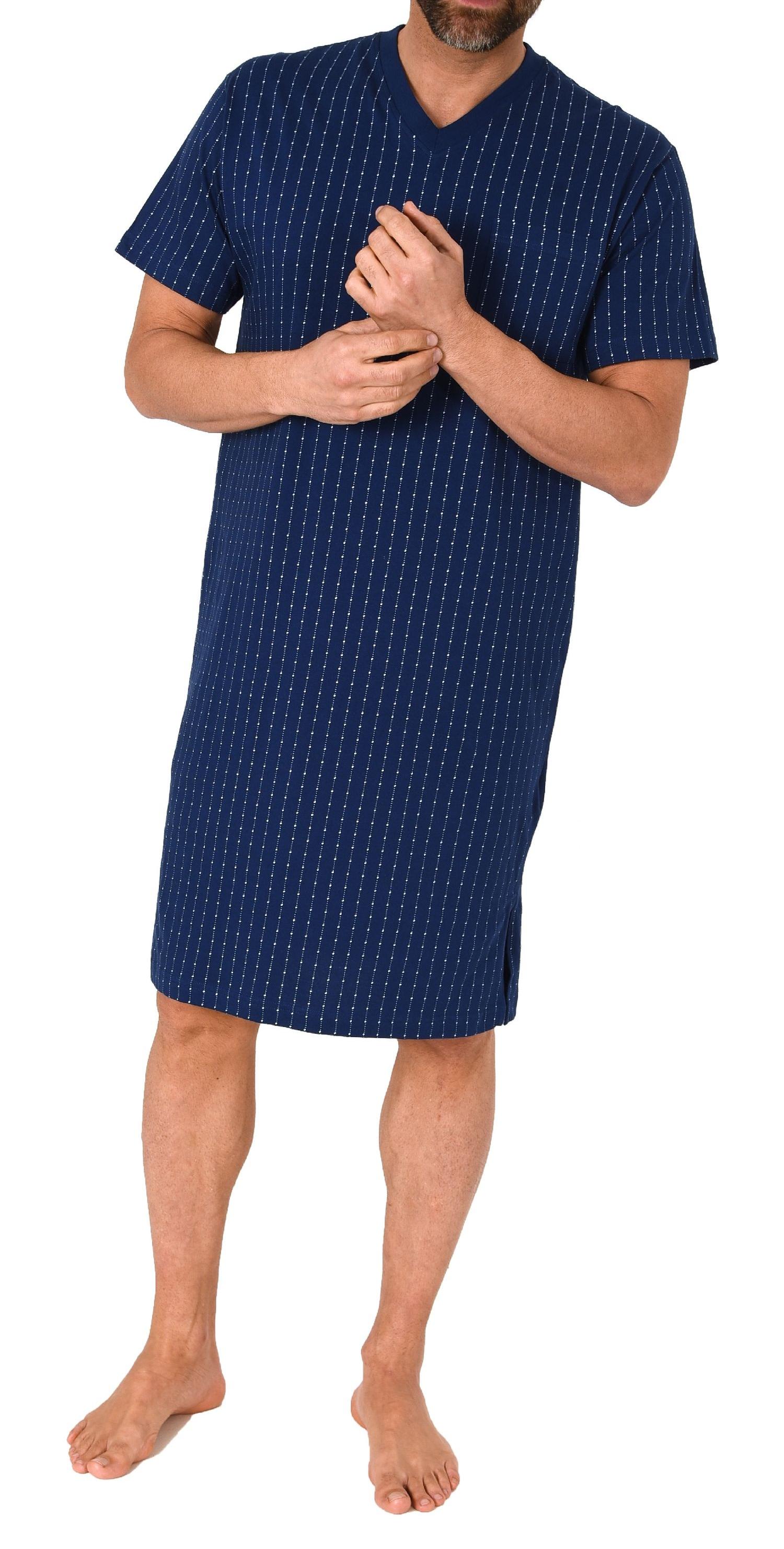 Normann Herren Kurzarm Nachthemd in Streifenoptik – auch in Übergrössen