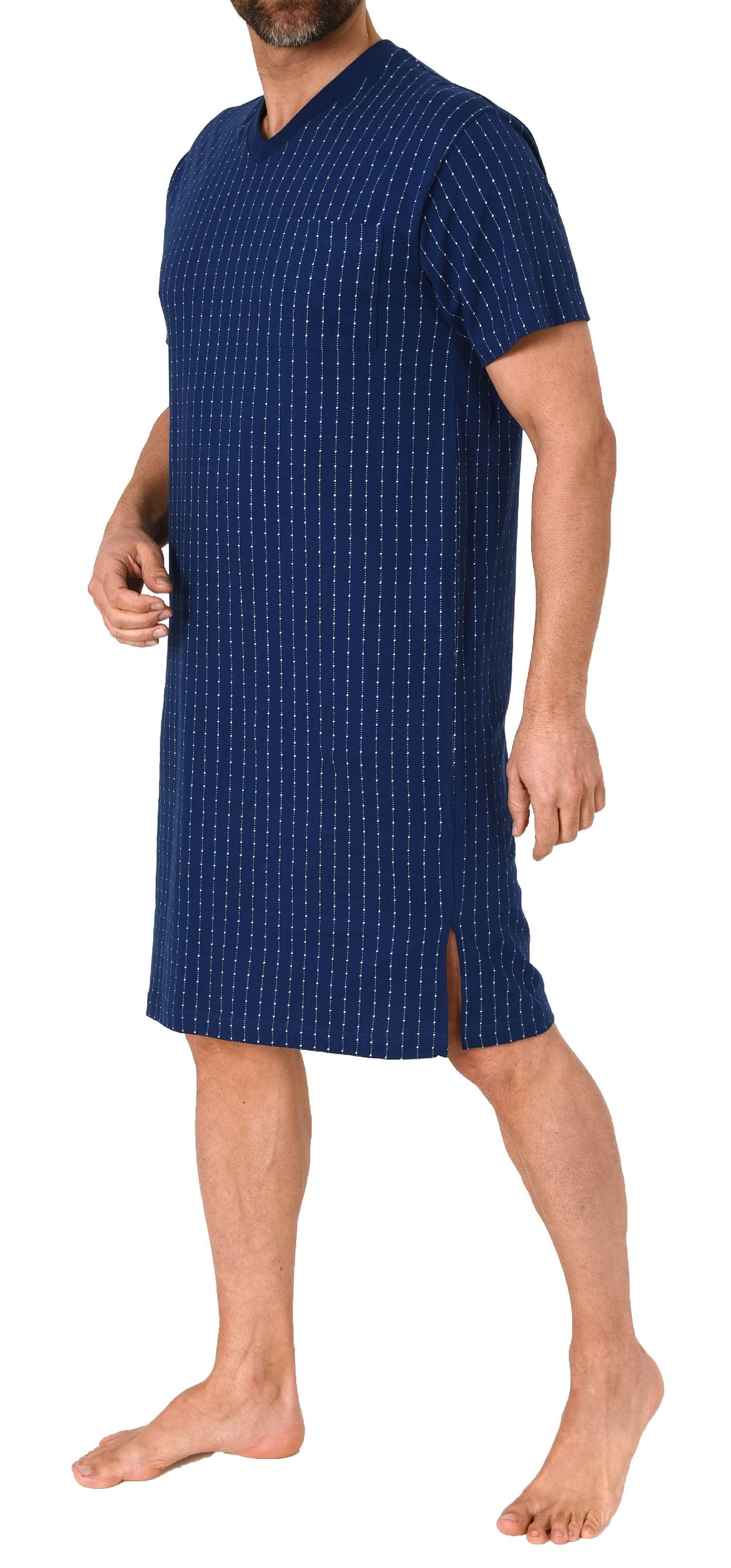 Normann Herren Kurzarm Nachthemd in Streifenoptik – auch in Übergrössen