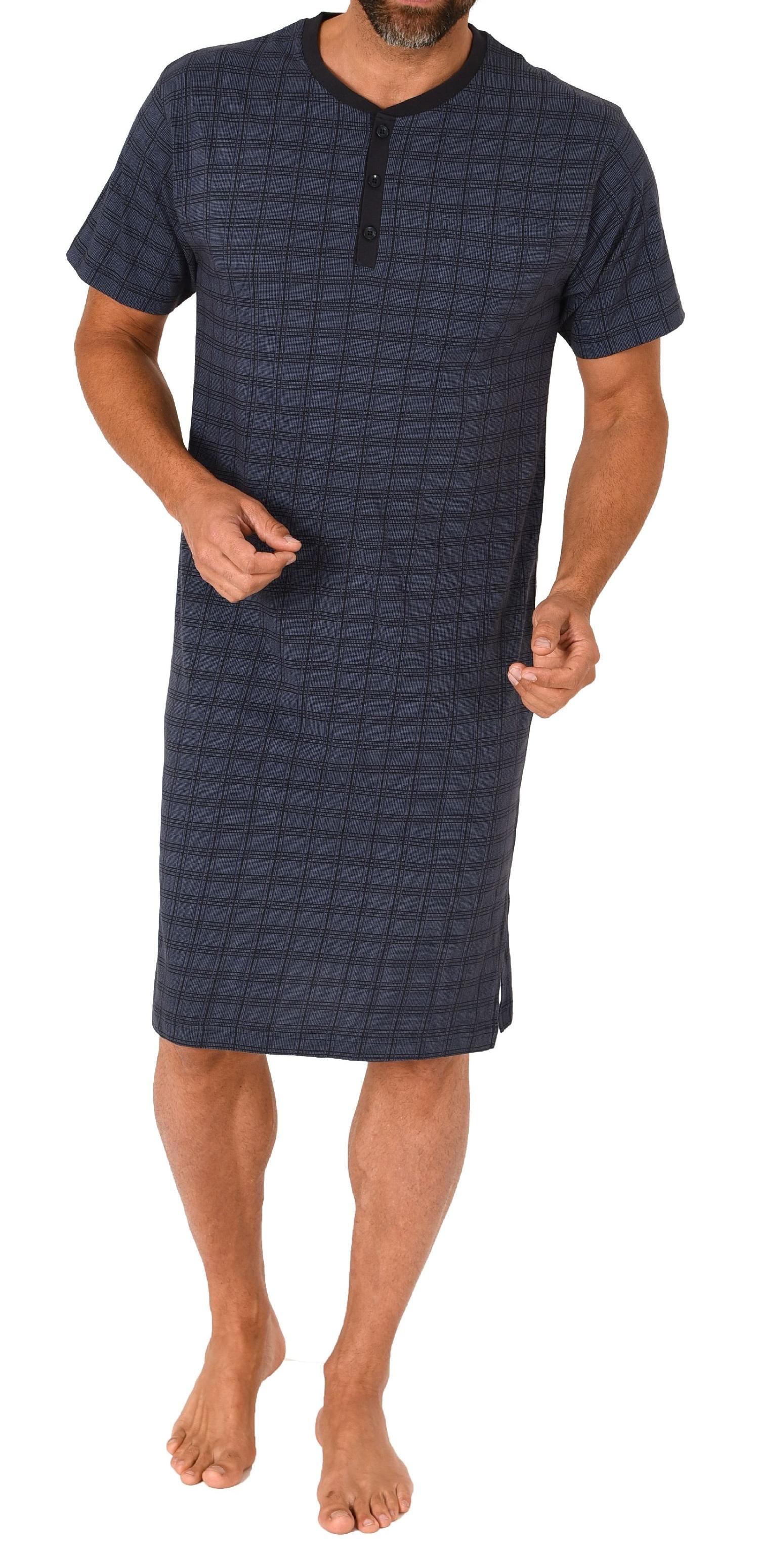 Normann Herren kurzarm Nachthemd mit Knopfleiste am Hals – auch in Übergrössen