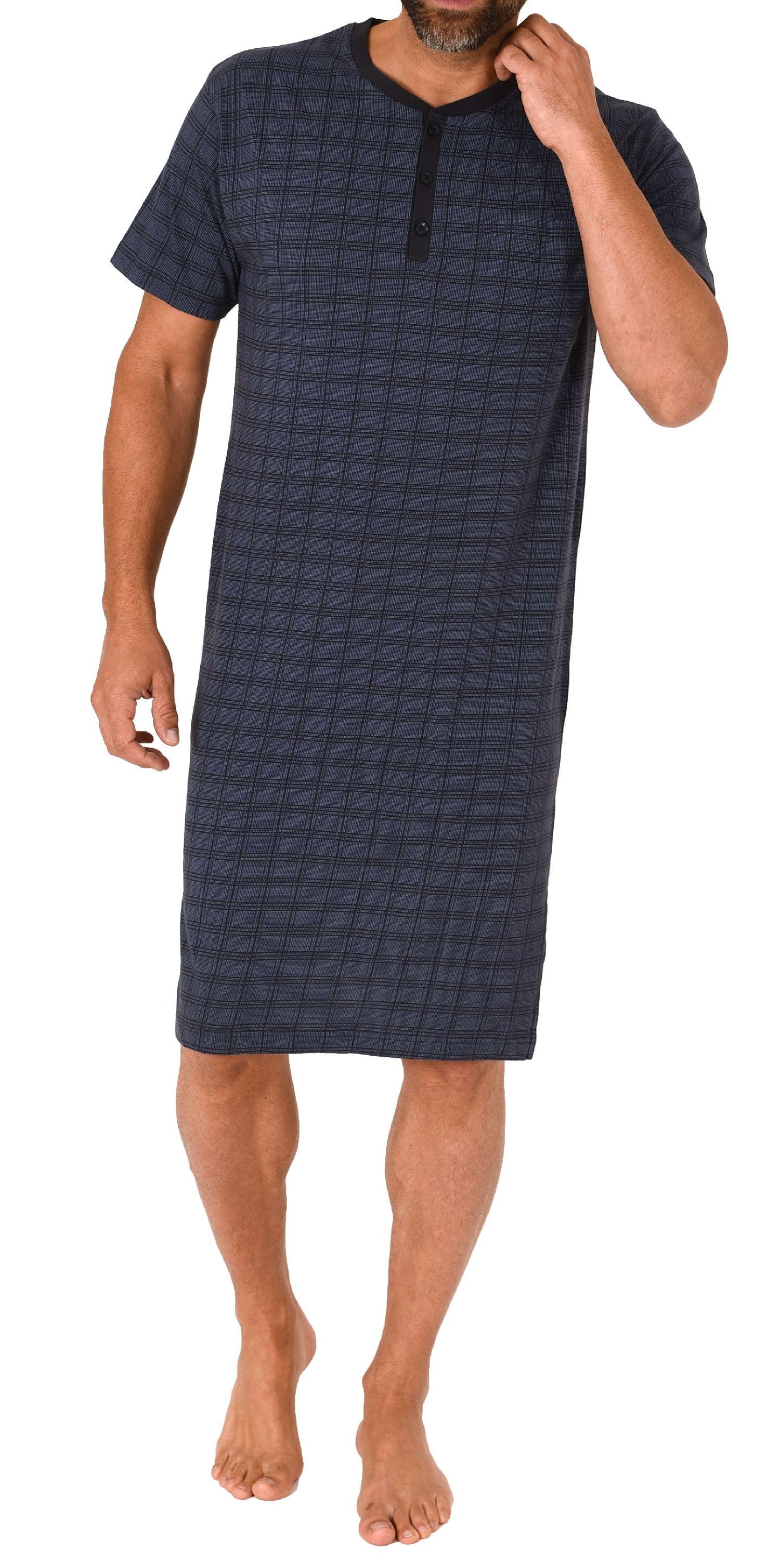 Normann Herren kurzarm Nachthemd mit Knopfleiste am Hals – auch in Übergrössen