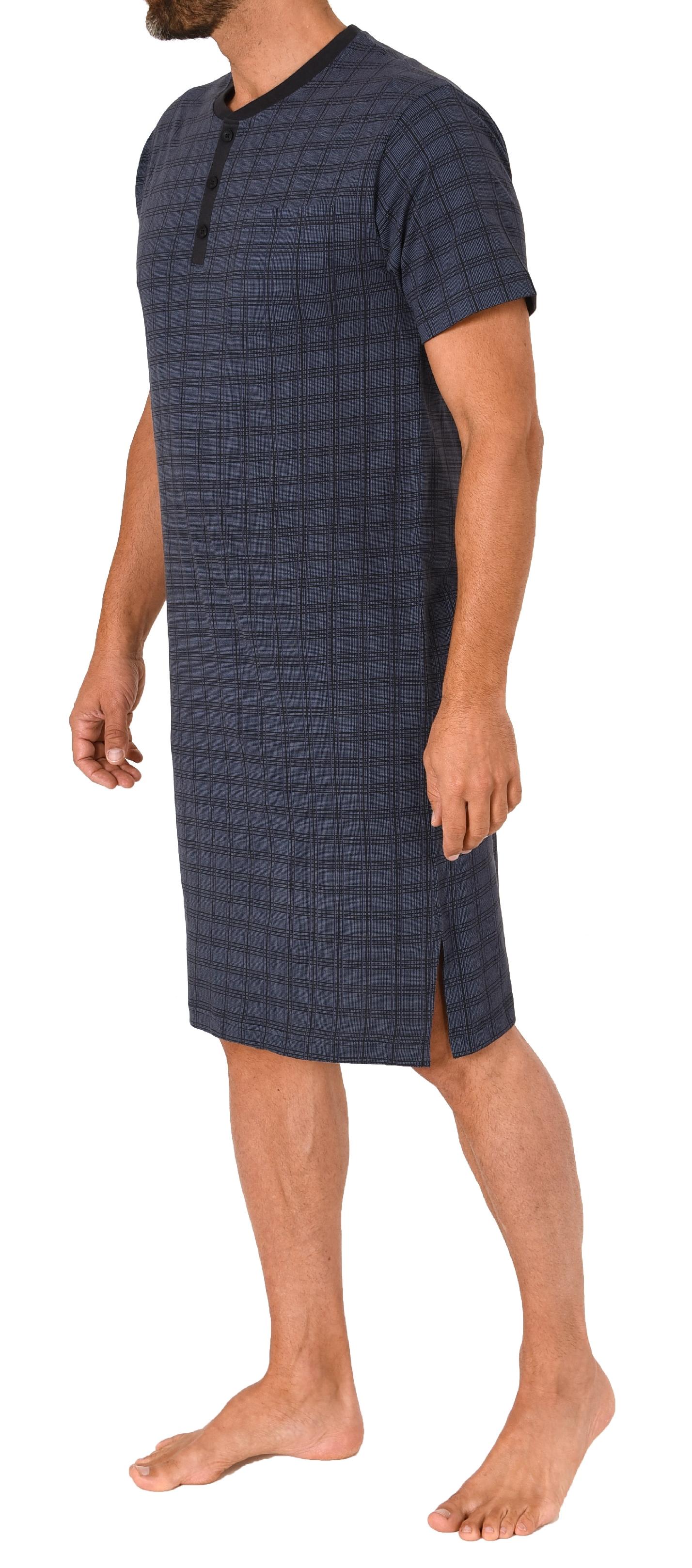 Normann Herren kurzarm Nachthemd mit Knopfleiste am Hals – auch in Übergrössen