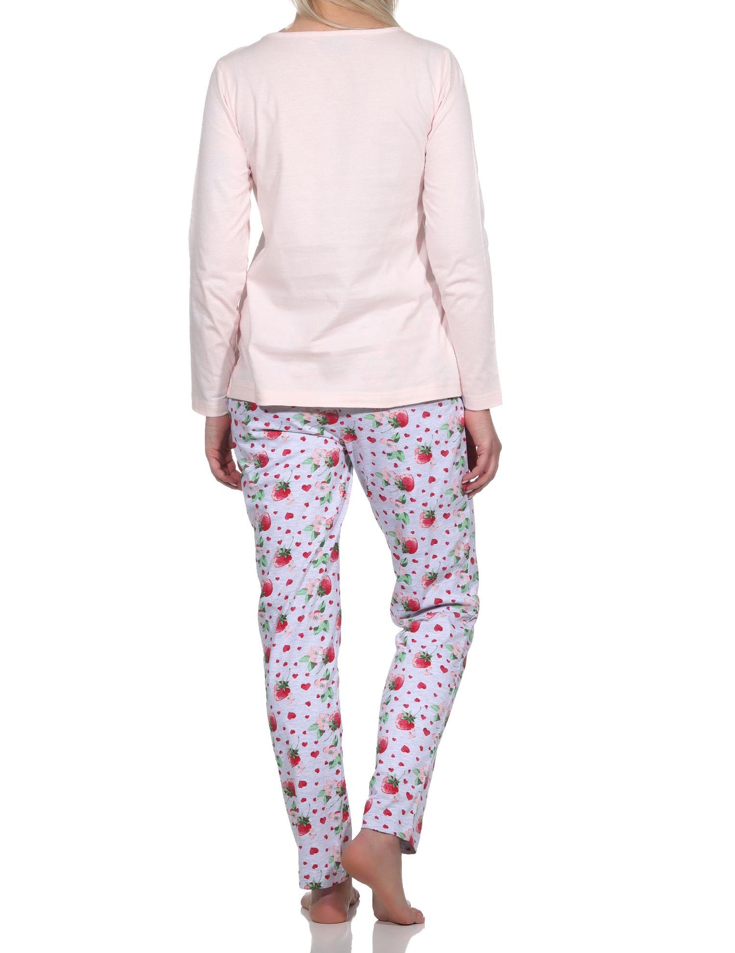 Süßer Normann Damen Schlafanzug langarm Pyjama mit Erdbeeren als Motiv - 123 201 90 550 Süsser Normann Damen Schlafanzug langarm Pyjama mit Erdbeeren als Motiv