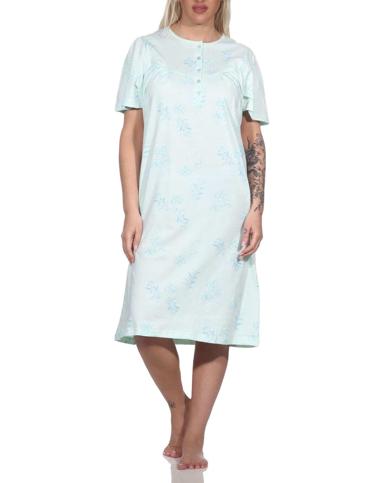 Normann Damen kurzarm Nachthemd im klassischen fraulichen Design mit Knopfleiste am Hals - 123 211 90 313 Normann Damen kurzarm Nachthemd im klassischen fraulichen Design mit Knopfleiste am Hals