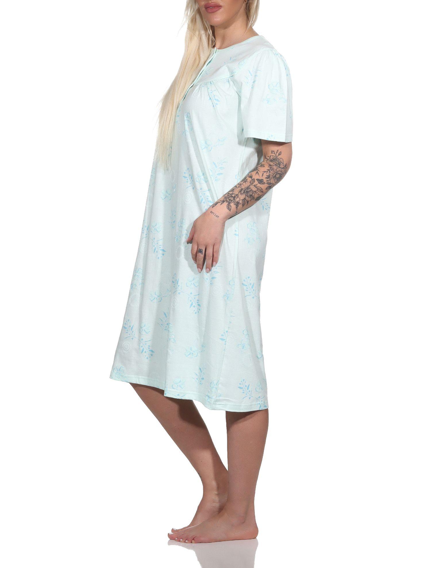 Normann Damen kurzarm Nachthemd im klassischen fraulichen Design mit Knopfleiste am Hals - 123 211 90 313 Normann Damen kurzarm Nachthemd im klassischen fraulichen Design mit Knopfleiste am Hals