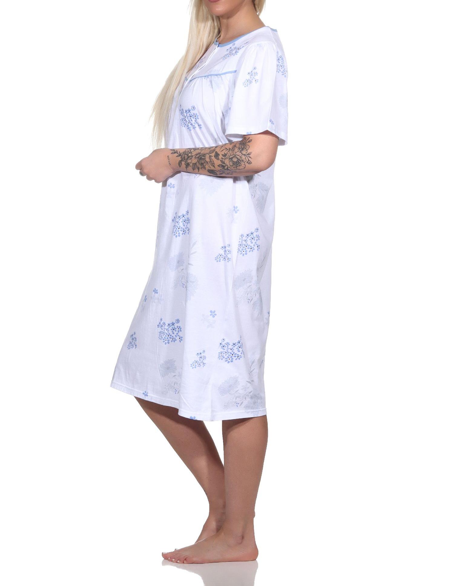 Frauliches kurzarm Damen Nachthemd in klassischer Optik,105 cm Länge, Knopfleiste am Hals - 123 211 90 314 Frauliches kurzarm Damen Nachthemd in klassischer Optik,105 cm Länge, Knopfleiste am Hals