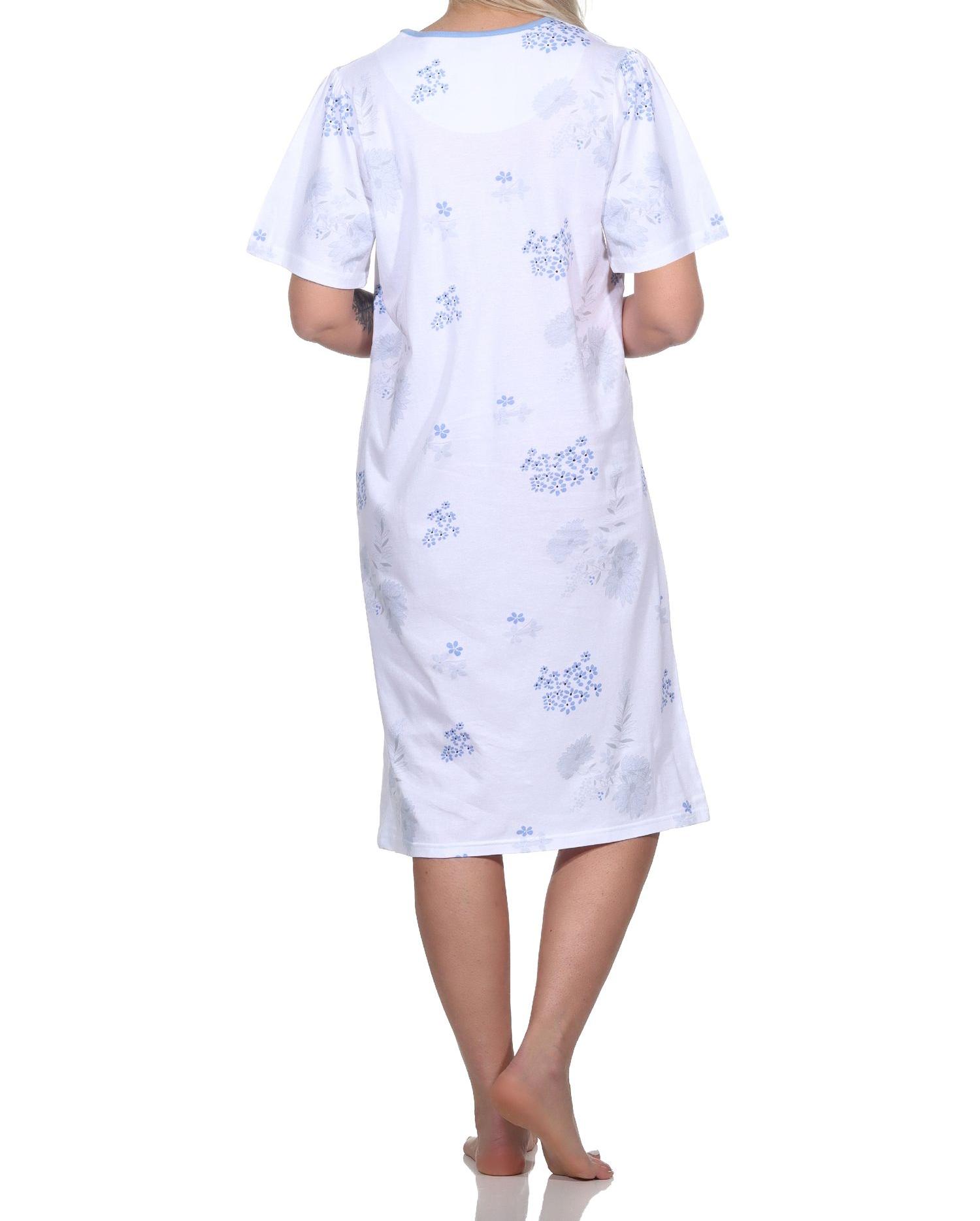 Frauliches kurzarm Damen Nachthemd in klassischer Optik,105 cm Länge, Knopfleiste am Hals - 123 211 90 314 Frauliches kurzarm Damen Nachthemd in klassischer Optik,105 cm Länge, Knopfleiste am Hals