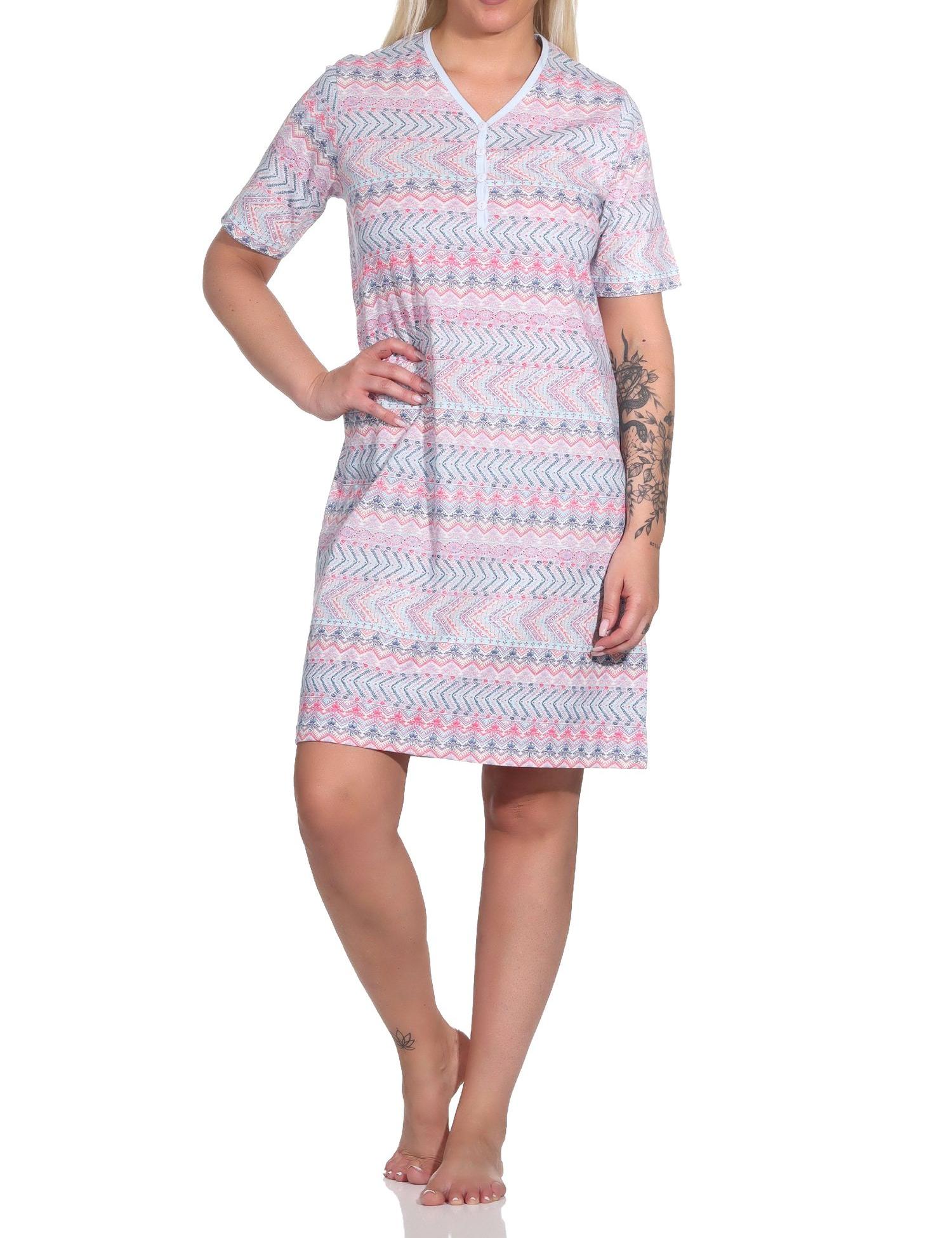 Normann Damen kurzarm Nachthemd im Ethnolook - auch in Übergrößen - 123 214 90 226 Normann Damen kurzarm Nachthemd im Ethnolook - auch in Übergrössen