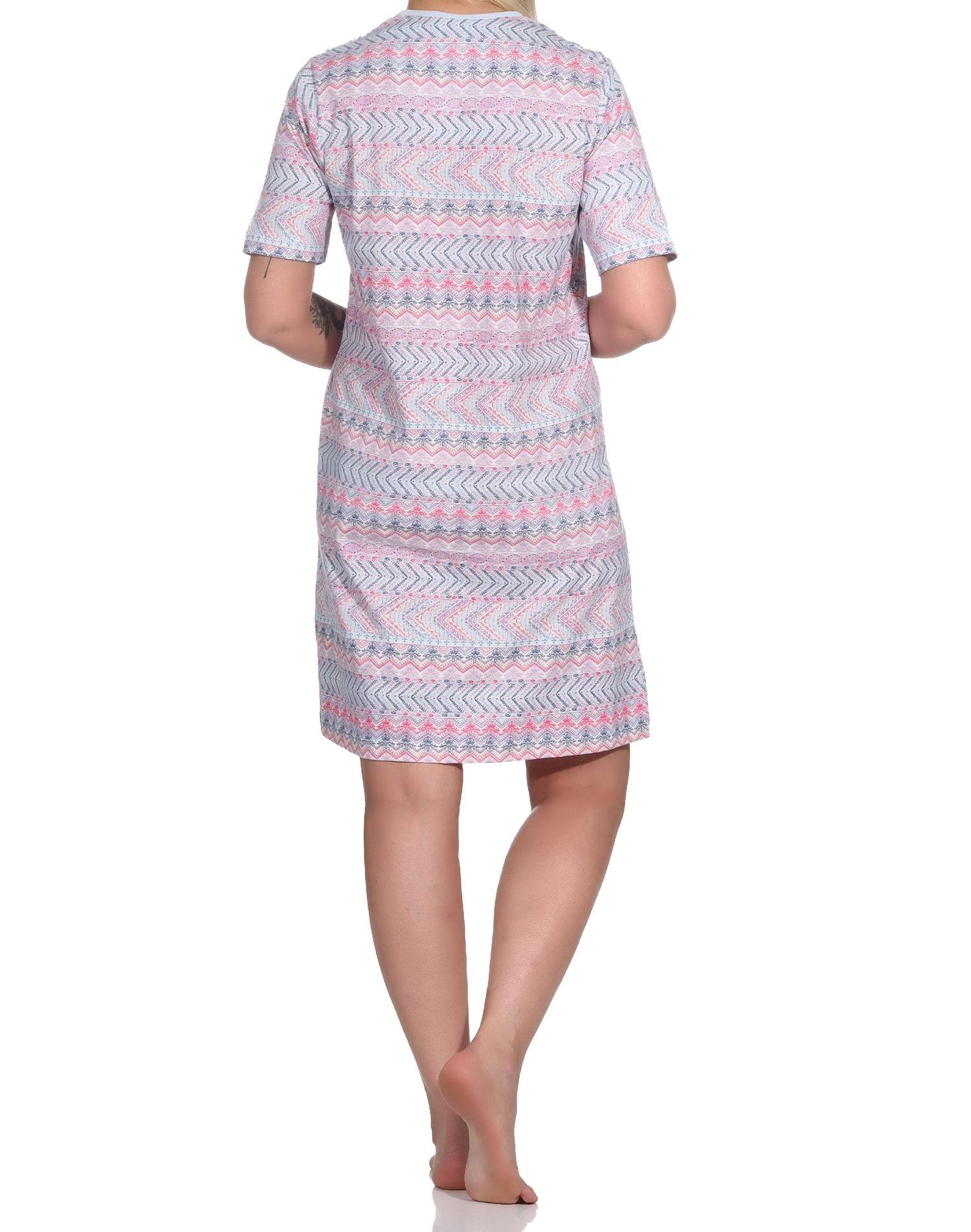 Normann Damen kurzarm Nachthemd im Ethnolook - auch in Übergrössen