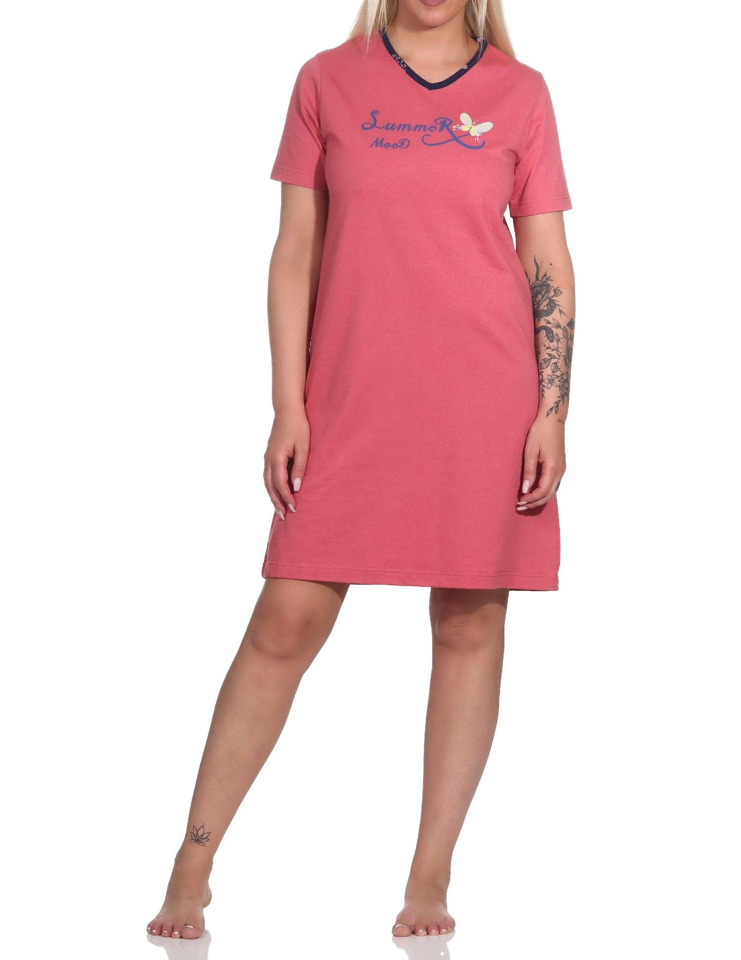 Normann Damen kurzarm Nachthemd mit Schmetterling als Motiv - auch in Übergrössen