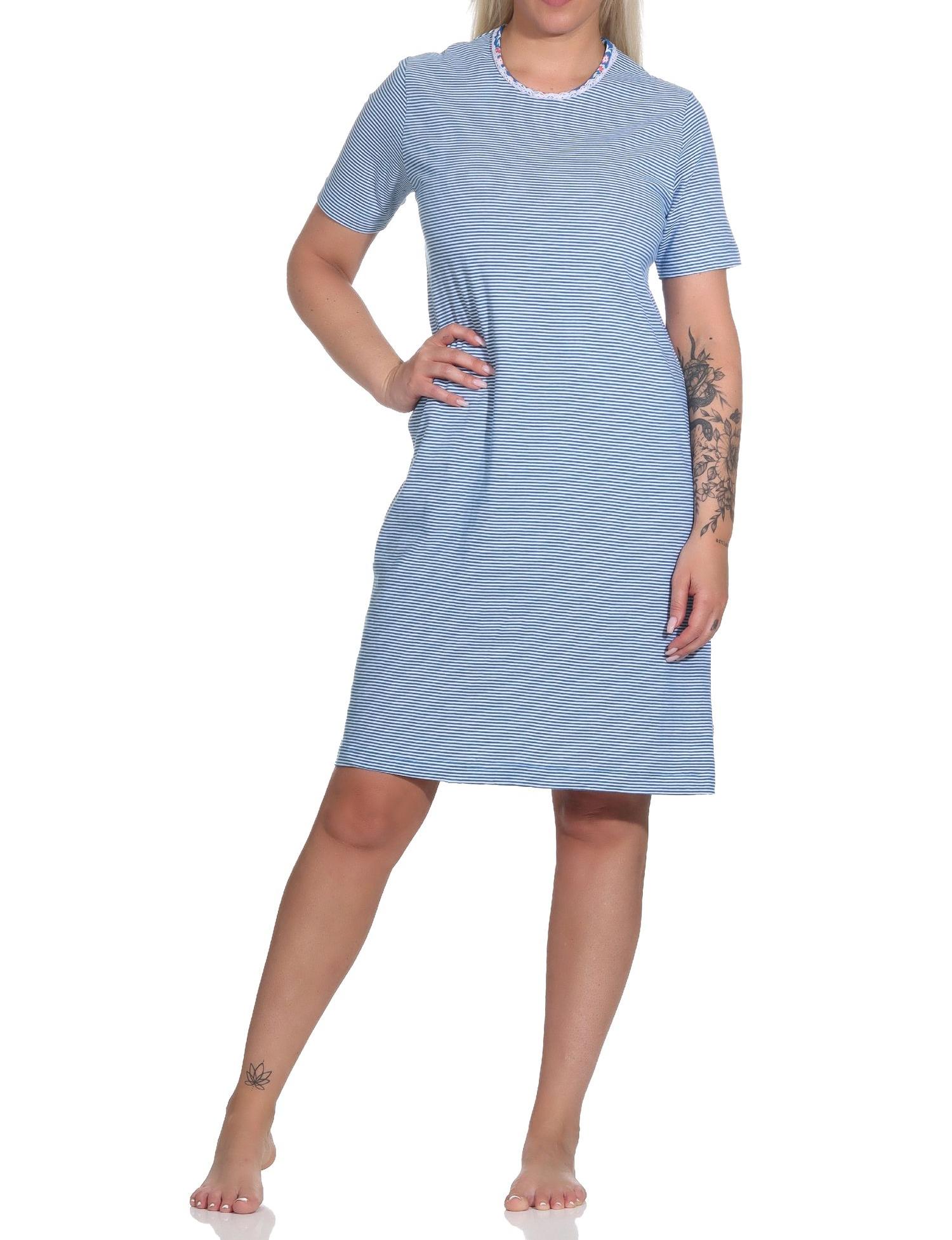Normann Damen Kurzarm Nachthemd in Streifenoptik – auch in Übergrössen - 123 214 90 836 Normann Damen Kurzarm Nachthemd in Streifenoptik – auch in Übergrössen