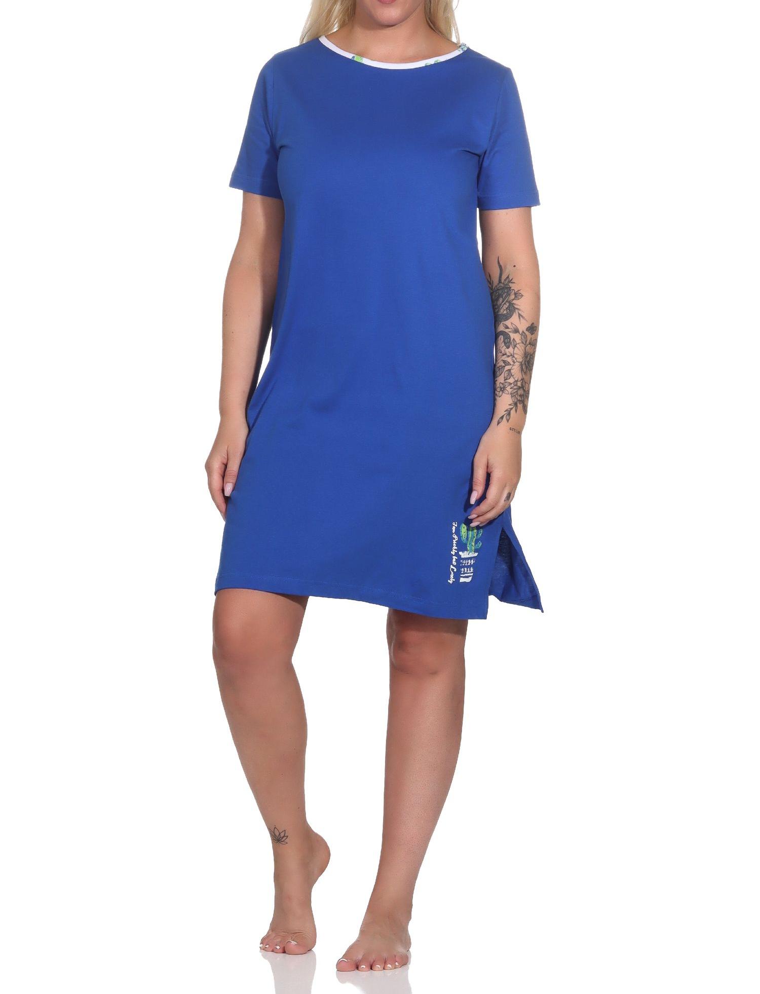 Normann Damen kurzarm Nachthemd mit Kaktus als Motiv Normann Damen kurzarm Nachthemd mit Kaktus als Motiv