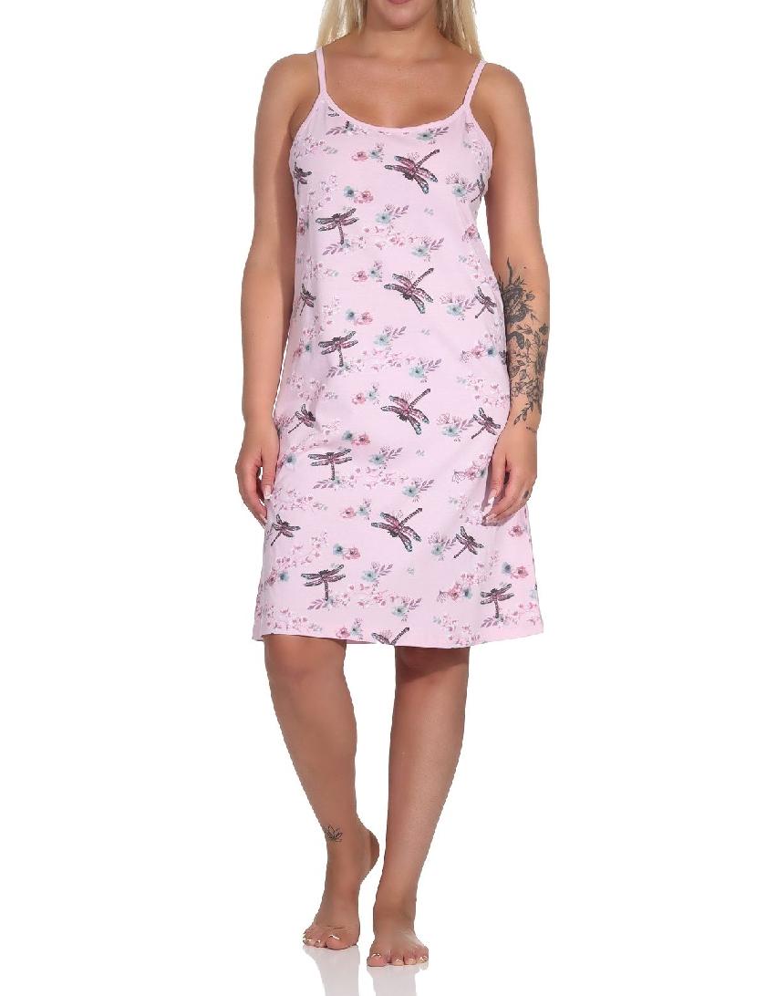 Normann Damen kurzarm Nachthemd in floralem Schmetterlings Print und mit Knopfleiste