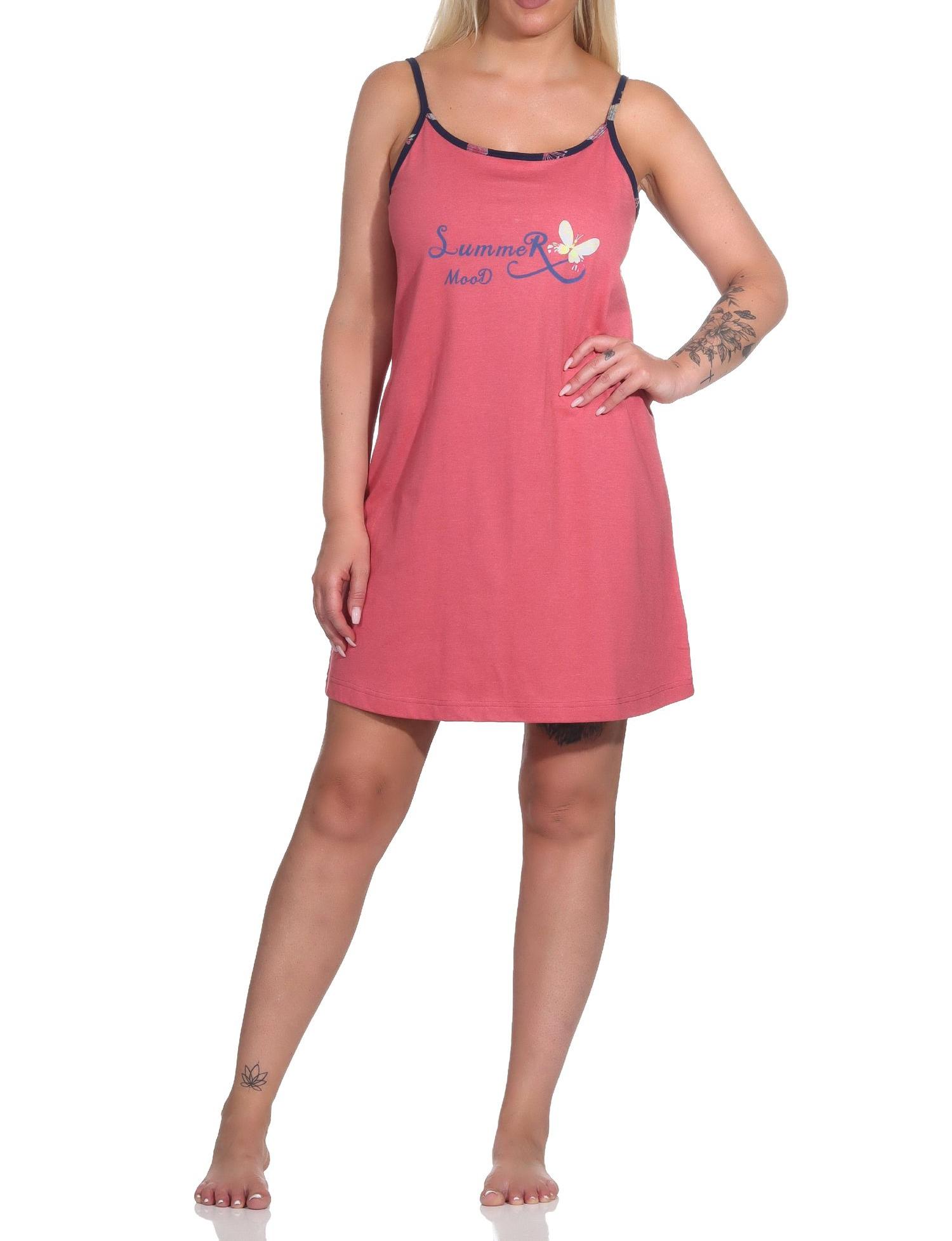 Normann Damen Spaghetti Träger Nachthemd mit Schmetterling als Motiv - auch in Übergrösse