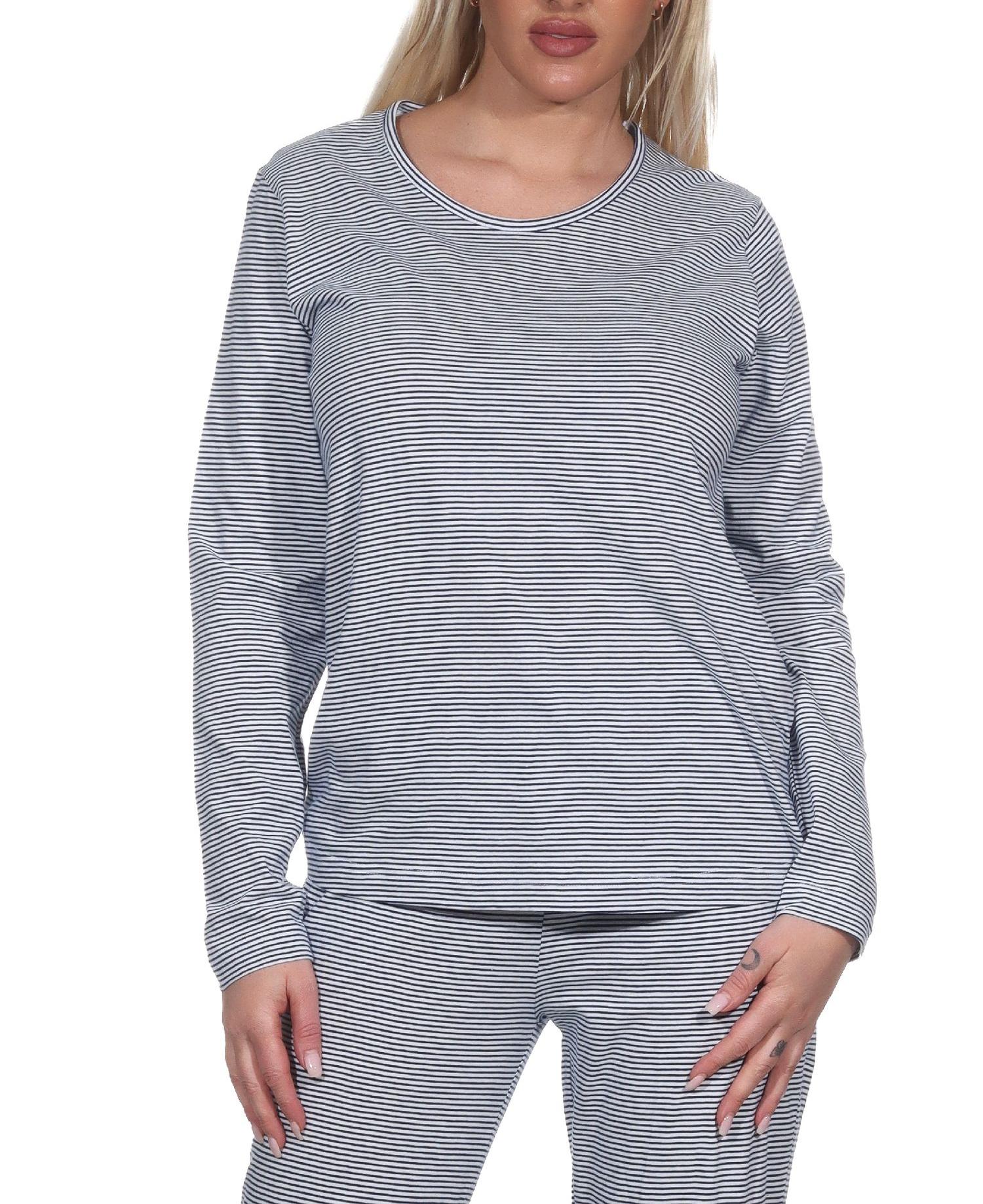 Damen Schlafanzug Pyjama Hose lang Mix & Match in Streifenoptik - perfekt zu kombinieren