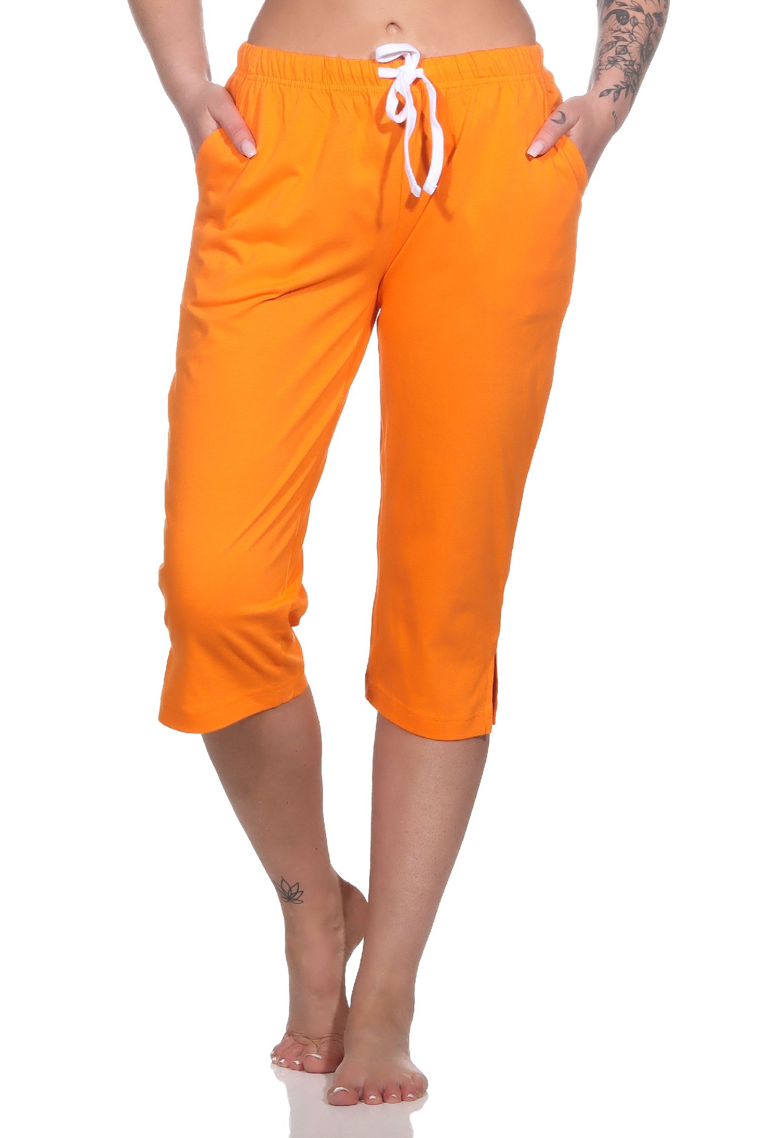 Damen Schlafanzug Capri-Hose 3/4-lang - Mix & Match in unifarben - perfekt zu kombinieren