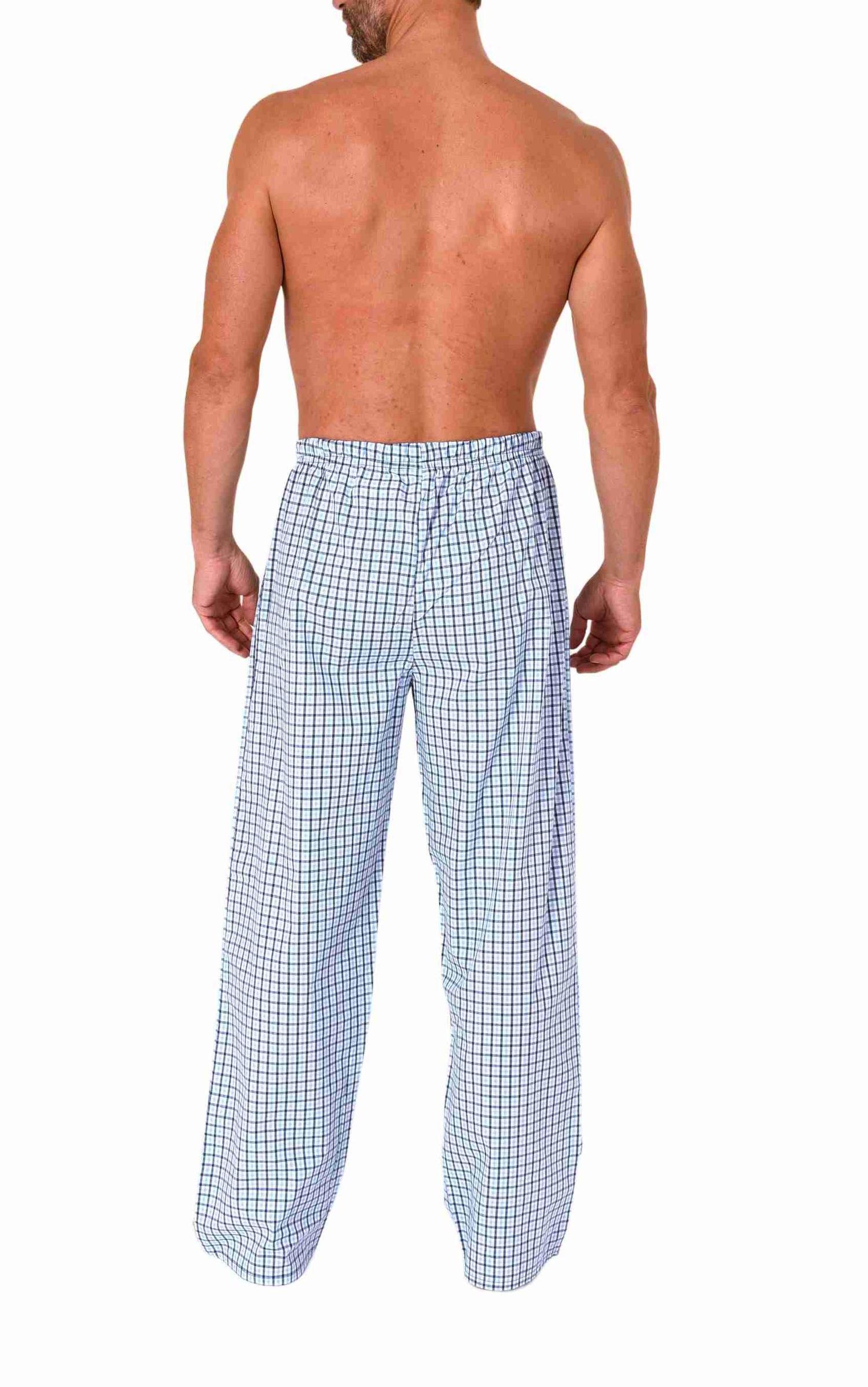 Normann Herren Schlafanzug Pyjama Hose lang gewebt aus Baumwolle Schlafhose für Männer Herren Schlafanzug Pyjama Hose lang kariert aus Baumwolle