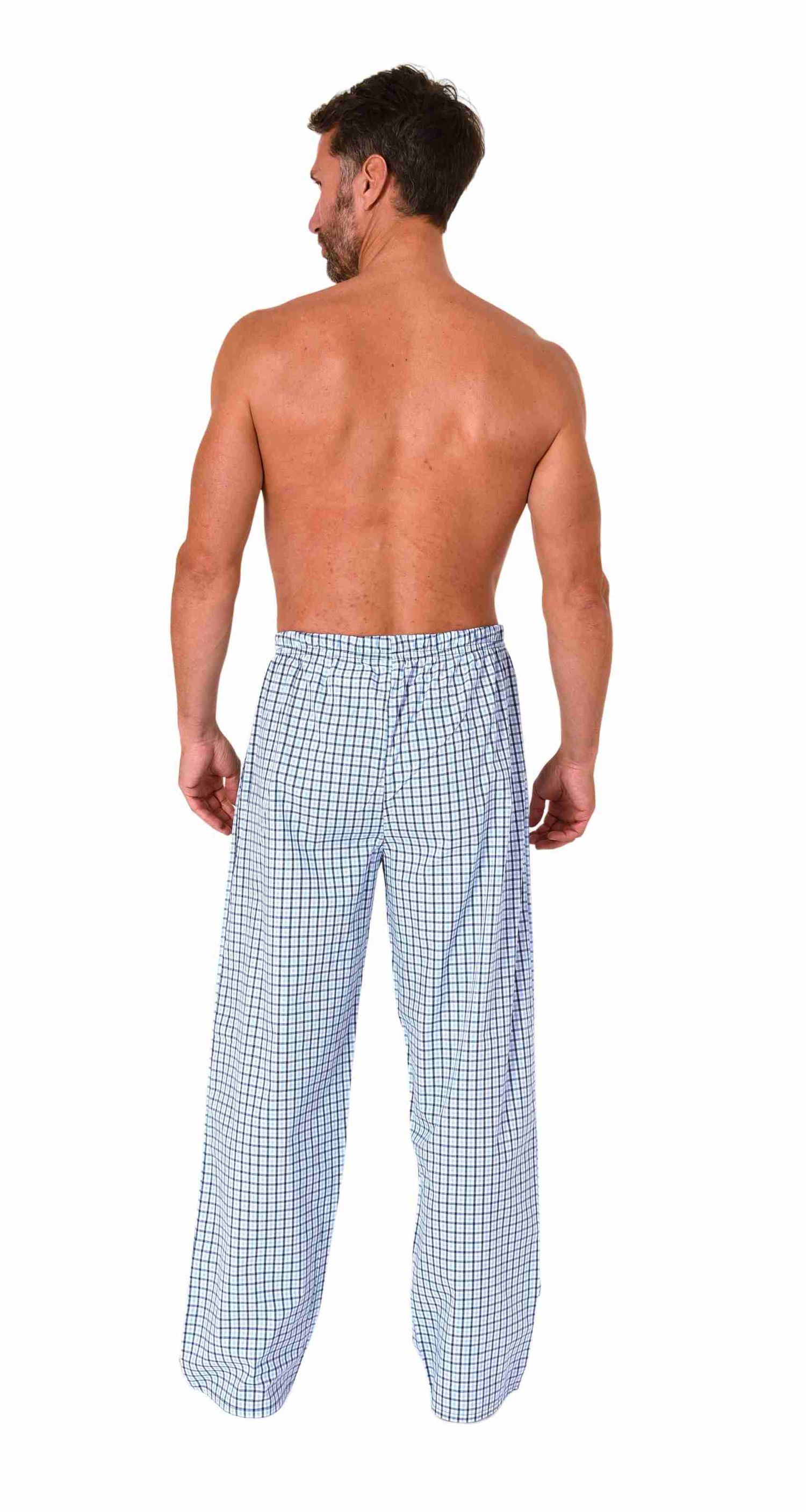 Herren Schlafanzug Pyjama Hose lang kariert aus Baumwolle