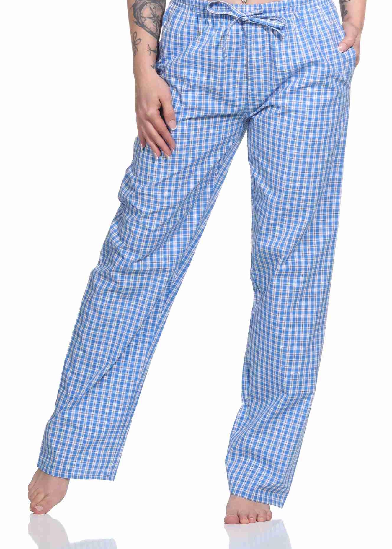 Damen Schlafanzug Hose lang gewebt aus Baumwolle – ideal zum relaxen