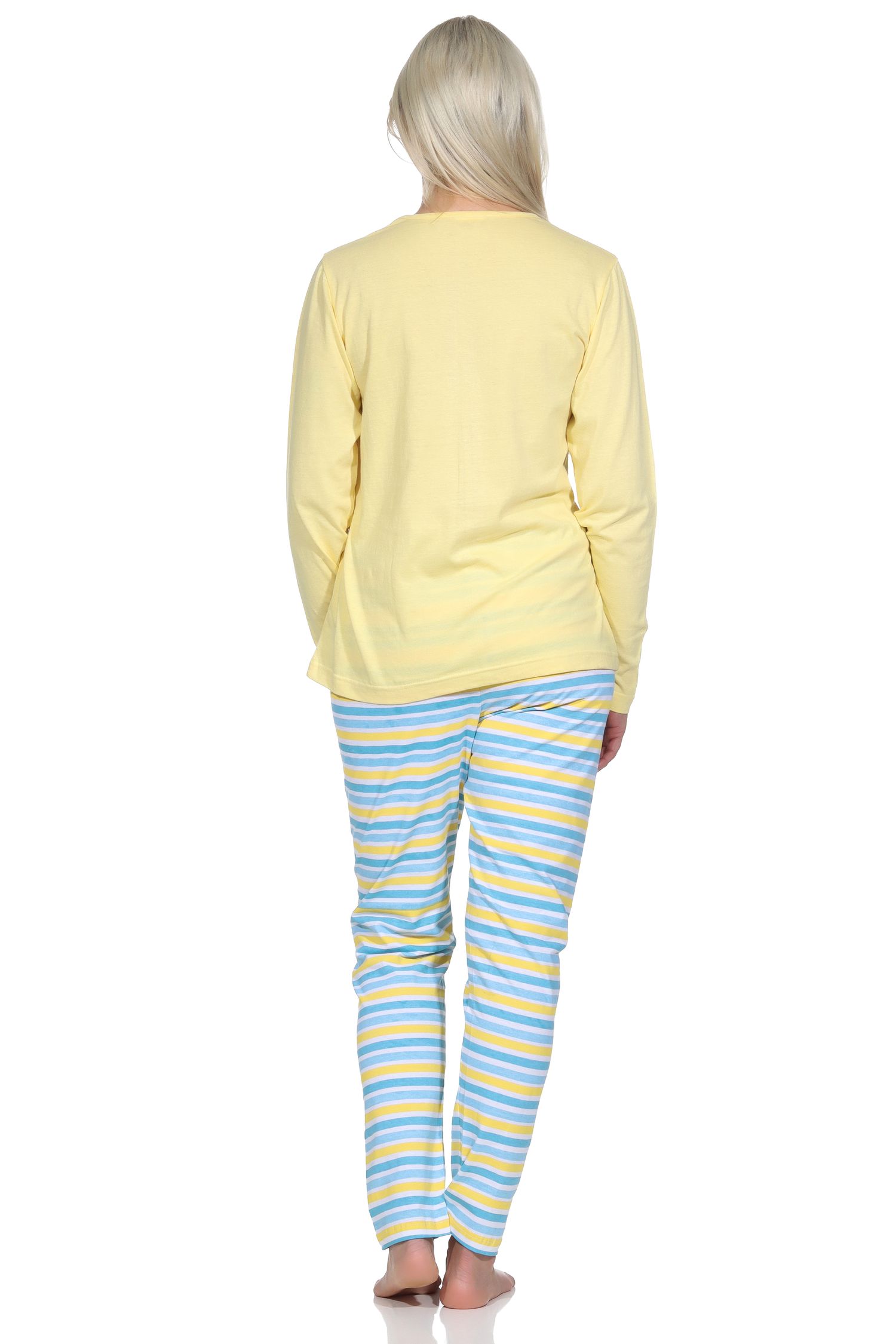 Sommerlicher Damen Pyjama Schlafanzug mit Ringeln in strahlenden Farben