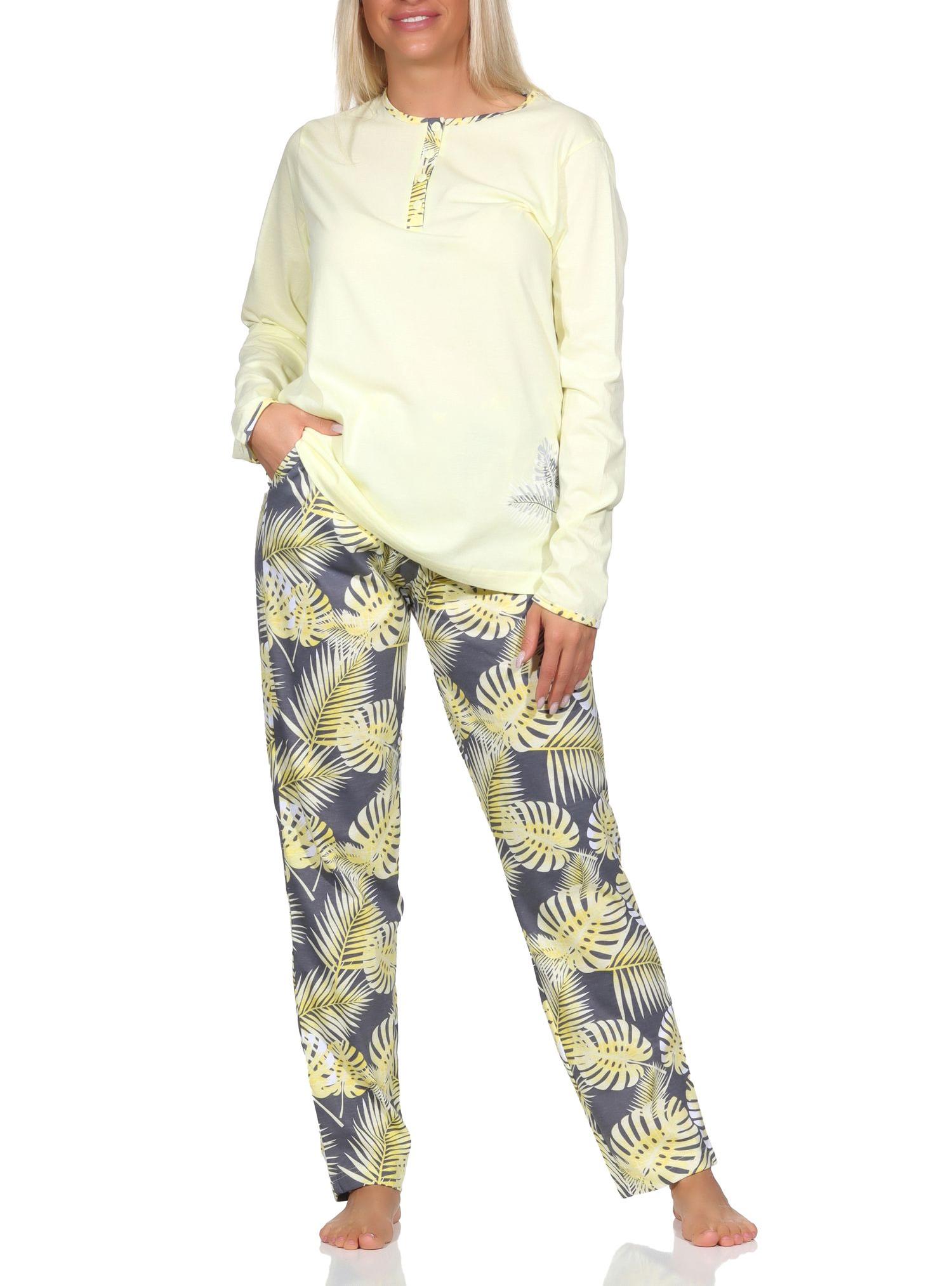 Normann Damen langarm Schlafanzug Pyjama mit Hose in floralem Print - auch in Übergrössen Normann Damen langarm Schlafanzug Pyjama mit Hose in floralem Print - auch in Übergrössen