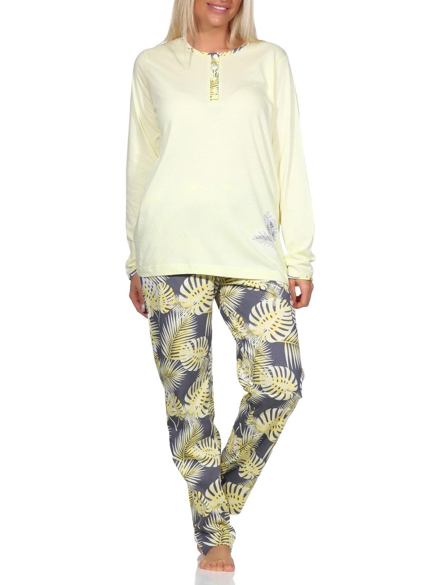 Normann Damen langarm Schlafanzug Pyjama mit Hose in floralem Print - auch in Übergrössen - 112 201 90 225v Normann Damen langarm Schlafanzug Pyjama mit Hose in floralem Print - auch in Übergrössen