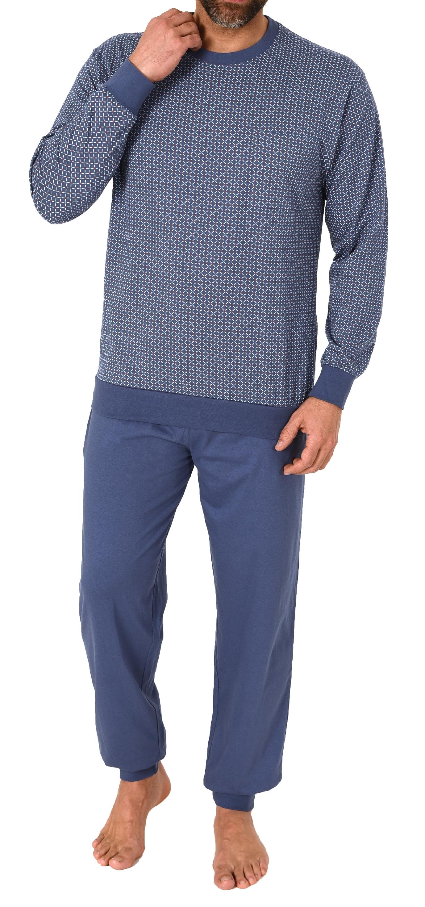 Normann Herren Langarm Schlafanzug mit Bündchen - Minimalprint-Optik - auch in Übergrössen Normann Herren Langarm Schlafanzug mit Bündchen - Minimalprint-Optik - auch in Übergrössen