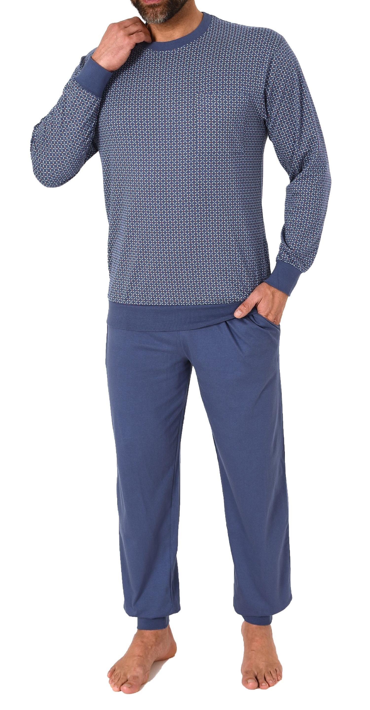 Normann Herren Langarm Schlafanzug mit Bündchen - Minimalprint-Optik - auch in Übergrössen Normann Herren Langarm Schlafanzug mit Bündchen - Minimalprint-Optik - auch in Übergrössen