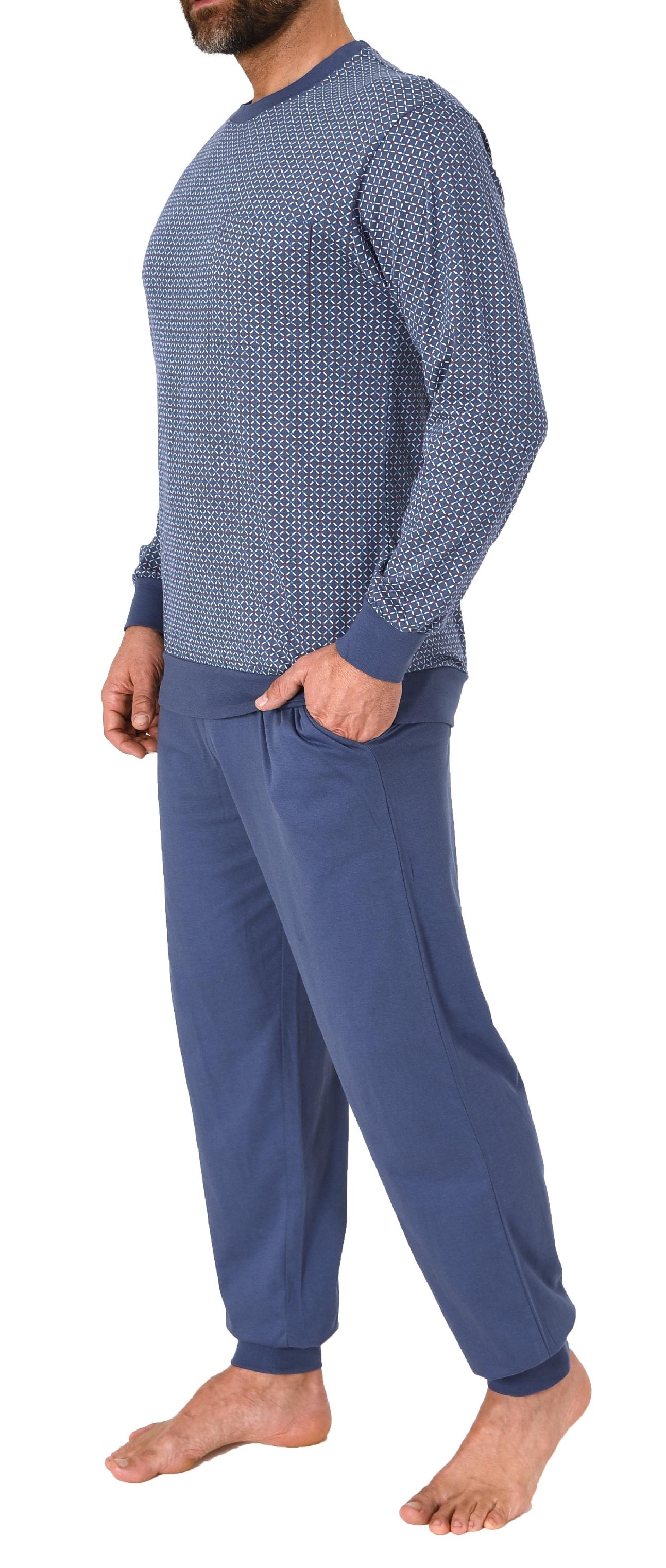 Normann Herren Langarm Schlafanzug mit Bündchen - Minimalprint-Optik - auch in Übergrössen Normann Herren Langarm Schlafanzug mit Bündchen - Minimalprint-Optik - auch in Übergrössen