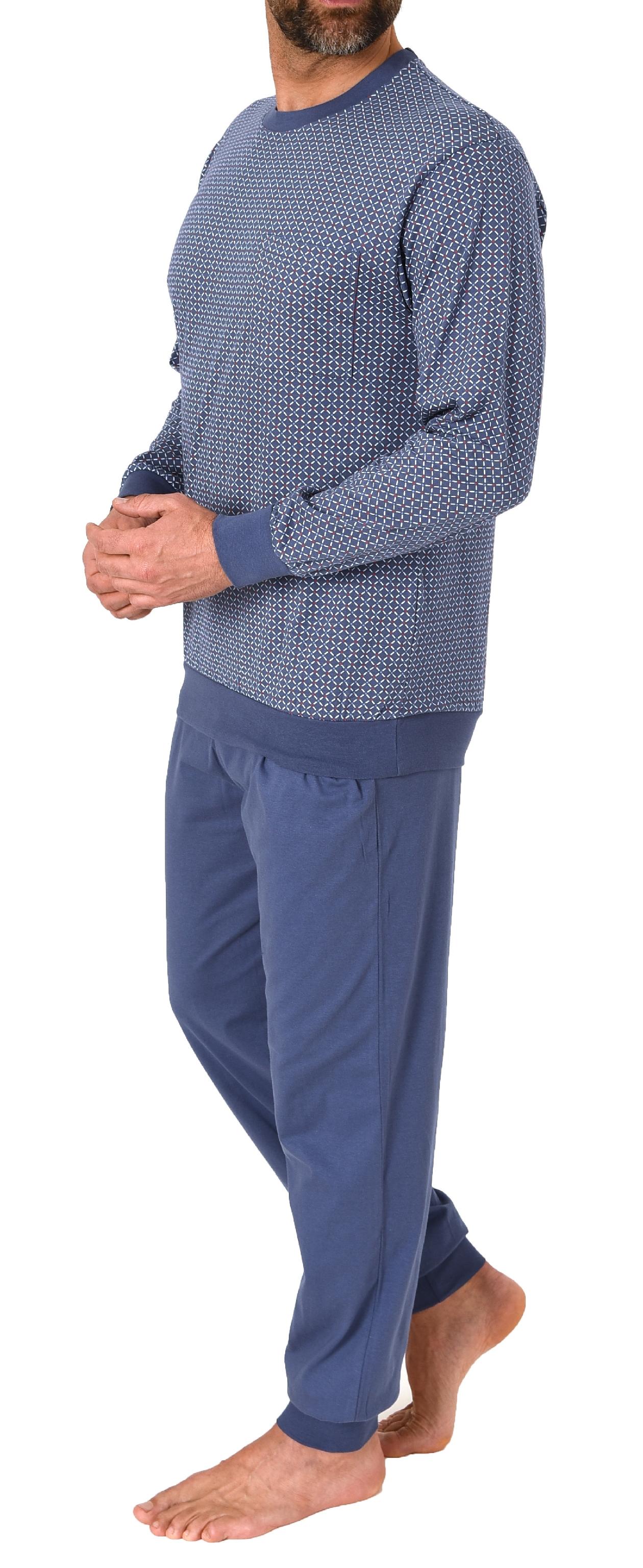 Normann Herren Langarm Schlafanzug mit Bündchen - Minimalprint-Optik - auch in Übergrössen Normann Herren Langarm Schlafanzug mit Bündchen - Minimalprint-Optik - auch in Übergrössen