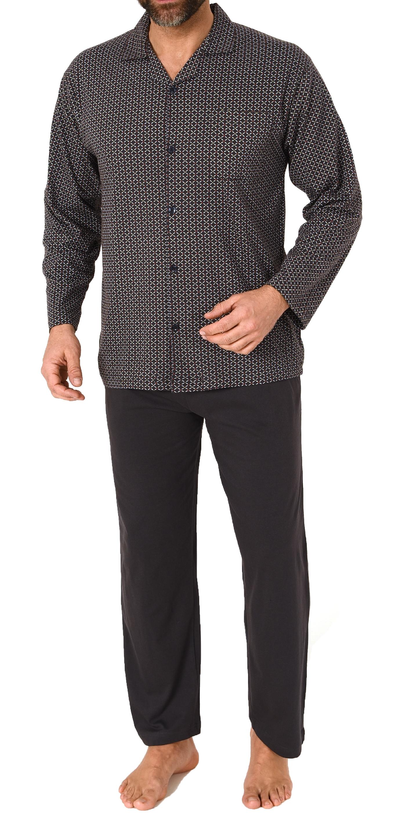 Normann Herren Langarm Schlafanzug Jersey Pyjama zum durchknöpfen, auch in Übergrössen