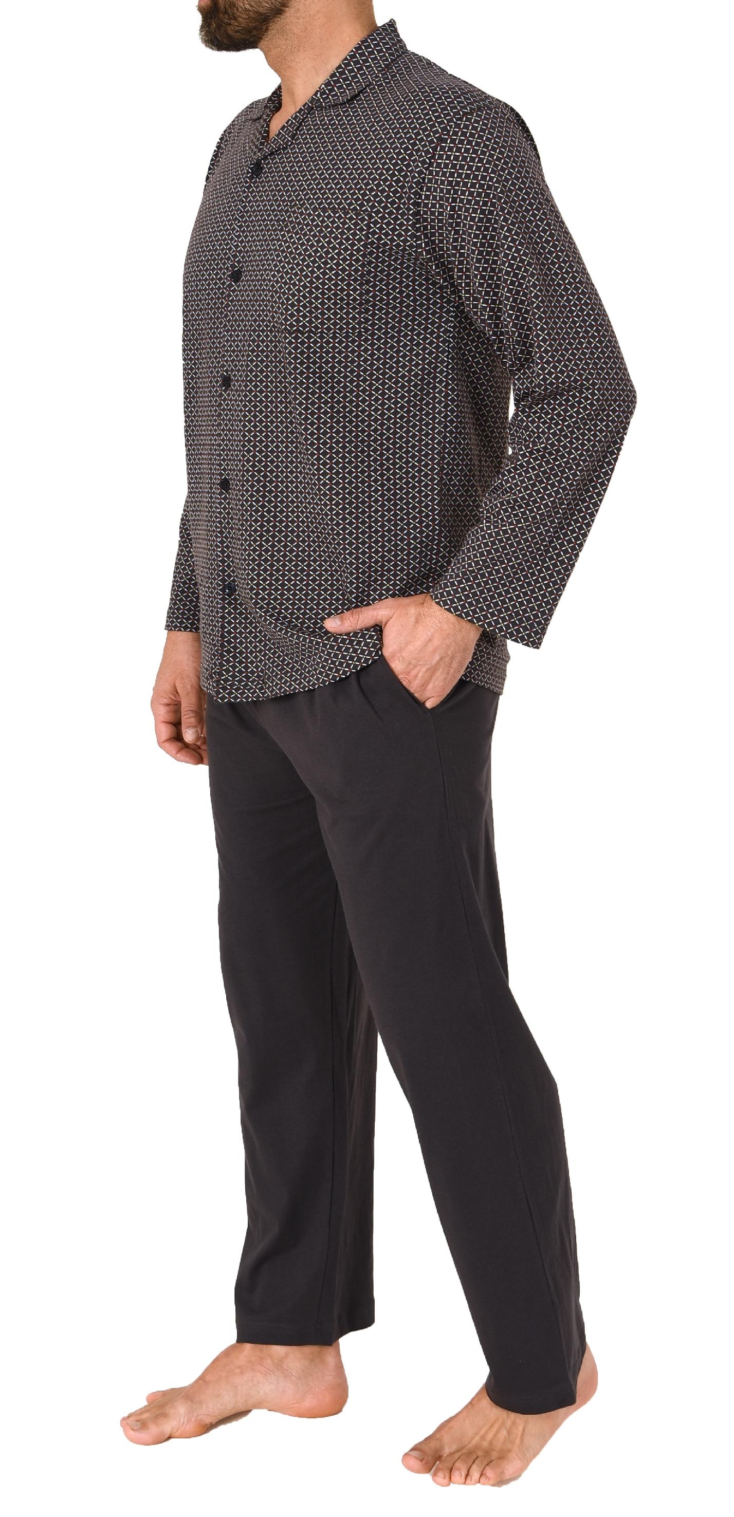 Normann Herren Langarm Schlafanzug Jersey Pyjama zum durchknöpfen, auch in Übergrössen