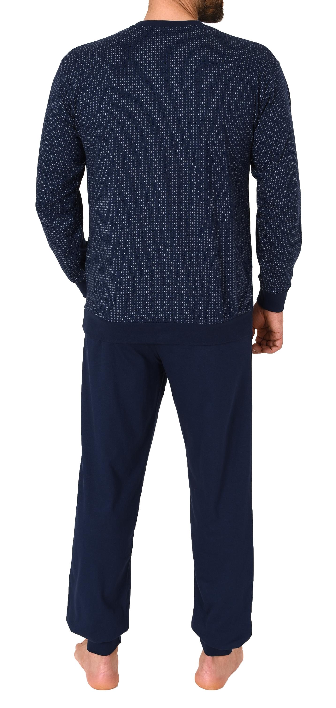 Normann Herren Langarm Schlafanzug Pyjama mit Bündchen in eleganter Minimalprint Optik