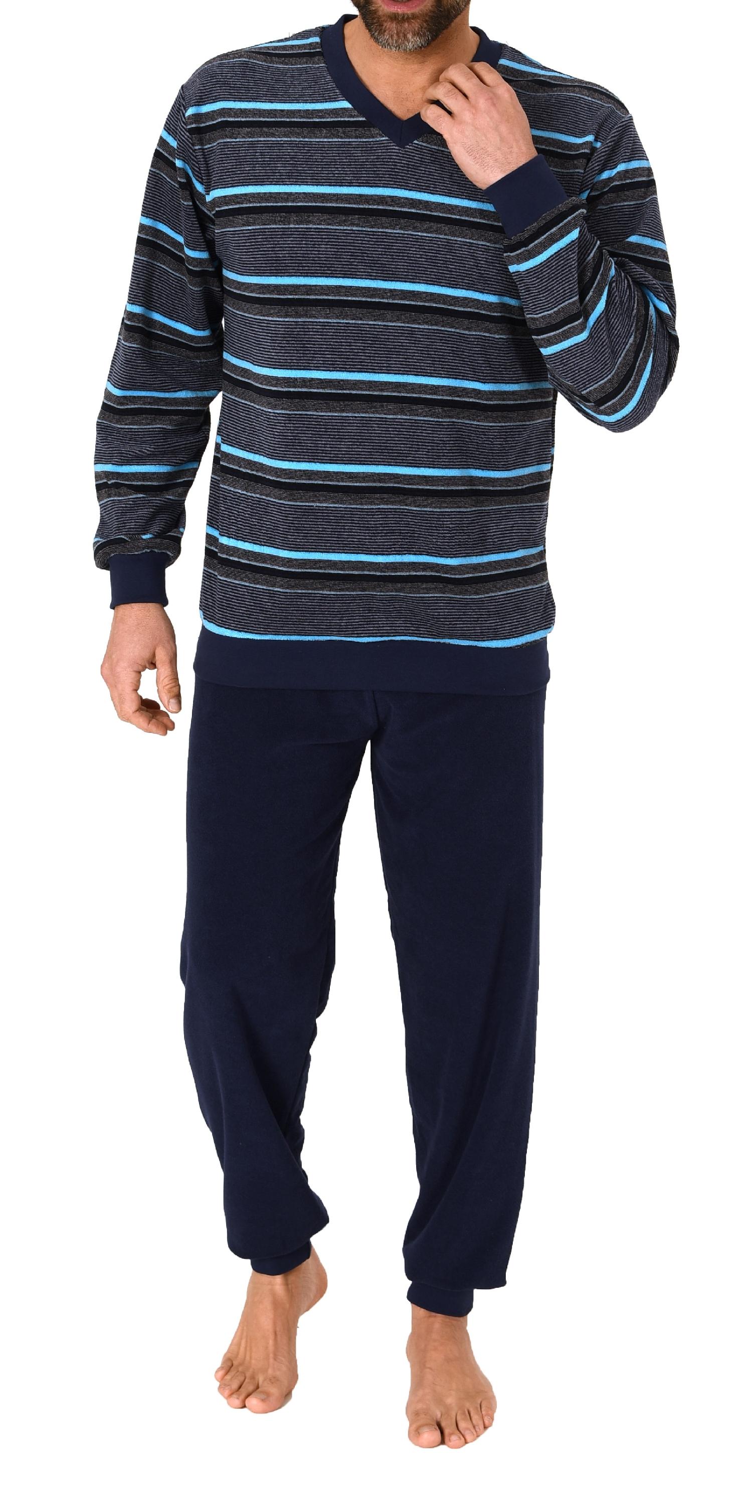 Normann Herren Schlafanzug mit Bündchen in Frottee Qualität - auch in Übergrössen