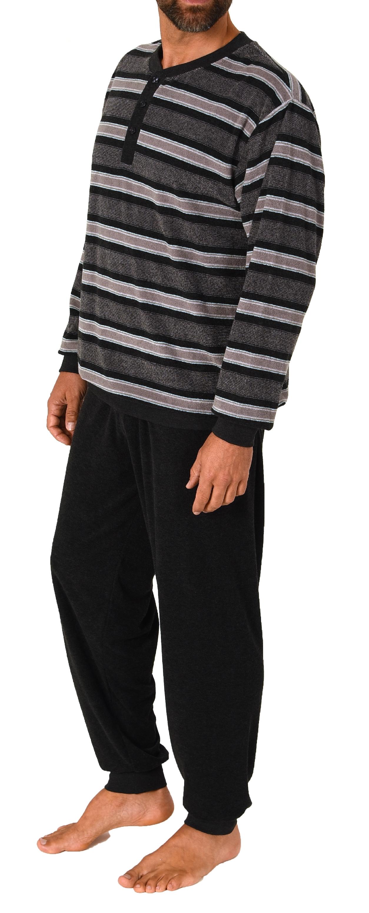 Normann Herren Frottee Schlafanzug langarm mit Bündchen in Streifenoptik - auch in Übergrössen Normann Herren Frottee Schlafanzug lang mit Bündchen - auch in Übergrössen