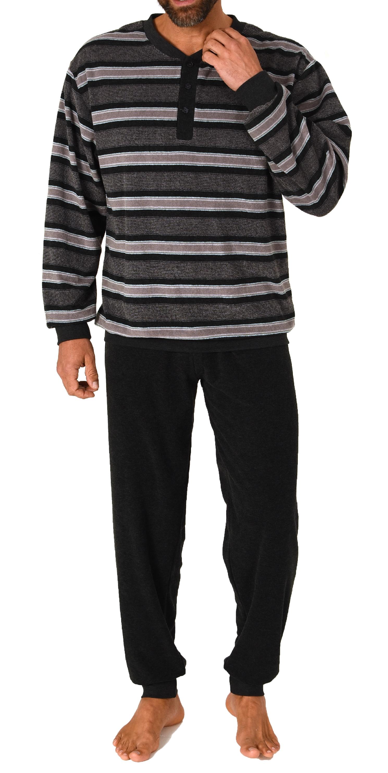 Normann Herren Frottee Schlafanzug lang mit Bündchen - auch in Übergrössen