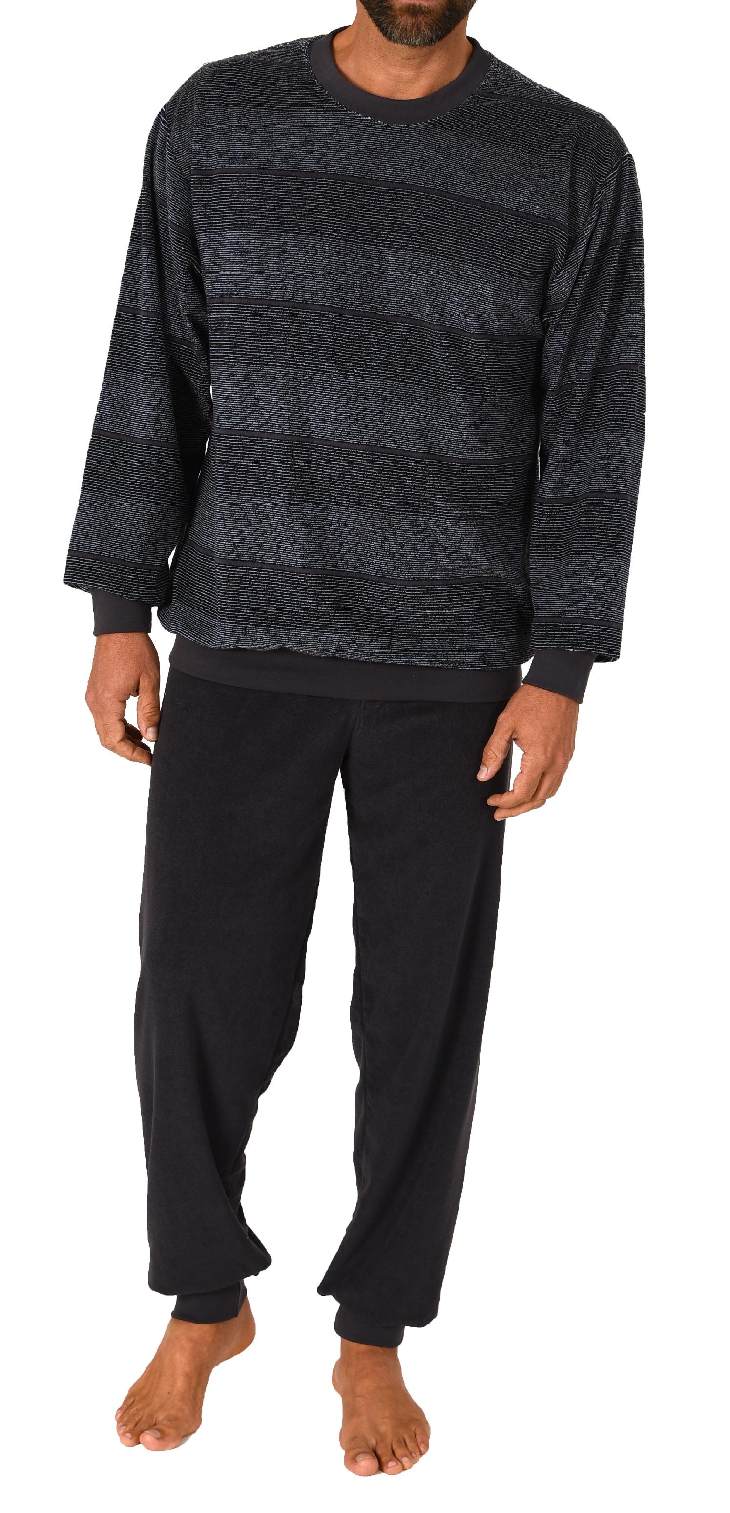 Normann Herren Frottee Schlafanzug lang mit Bündchen - auch in Übergrössen - Streifenoptik