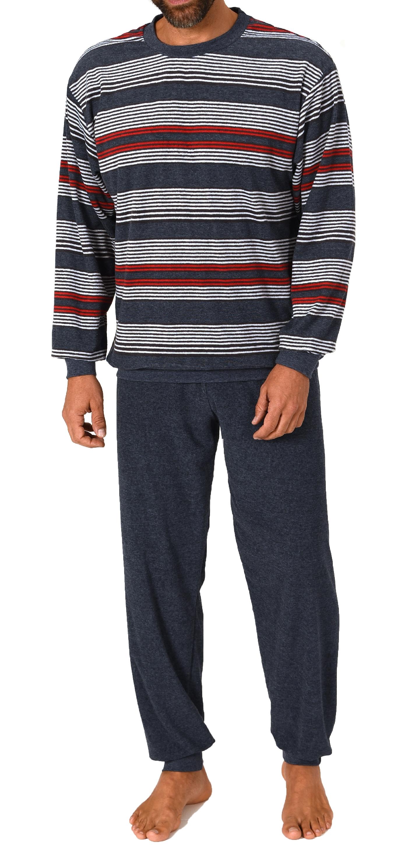 Normann Herren Frottee Schlafanzug langarm mit Bündchen - auch in Übergrössen