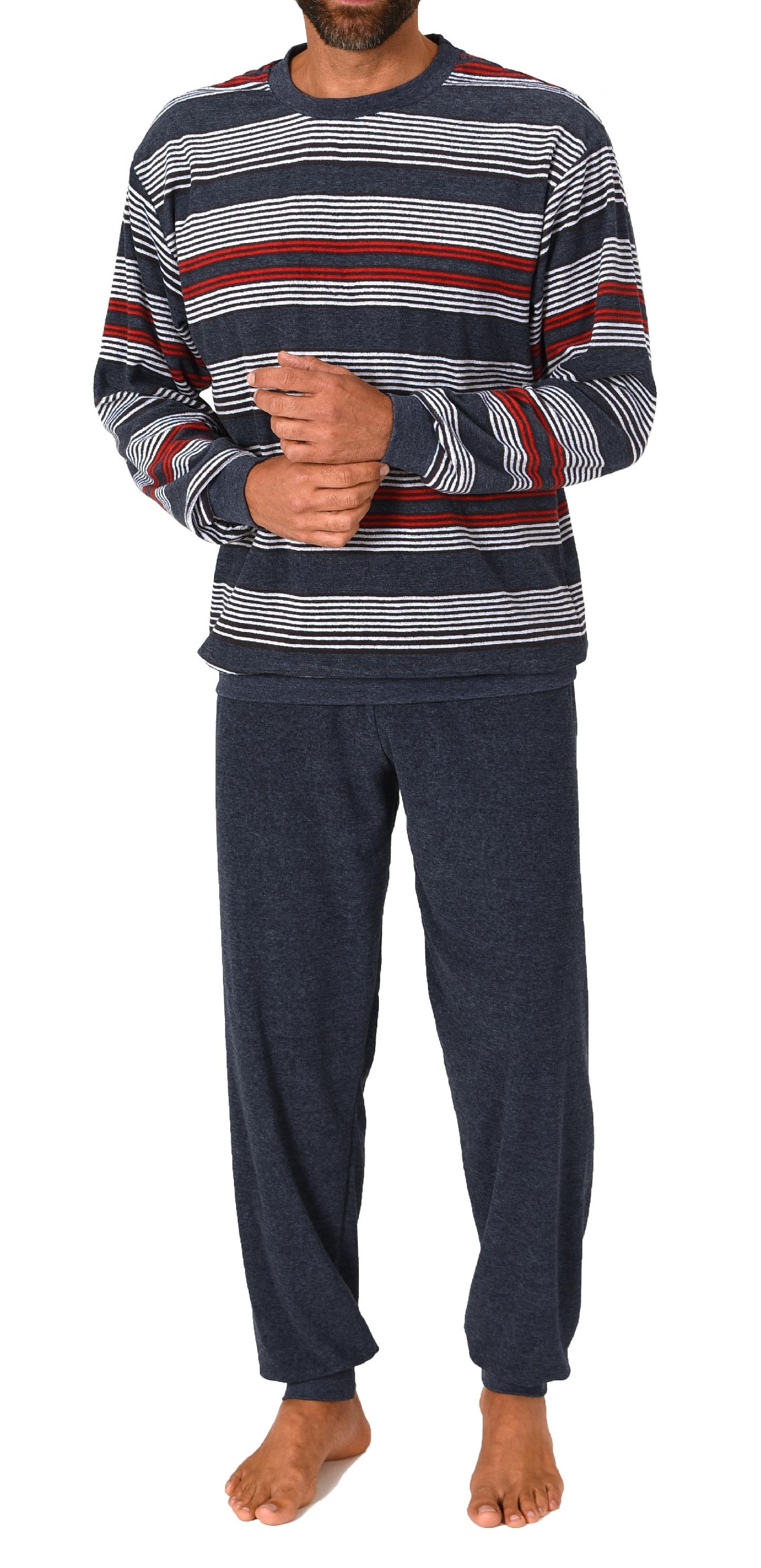 Normann Herren Frottee Schlafanzug langarm mit Bündchen - auch in Übergrössen