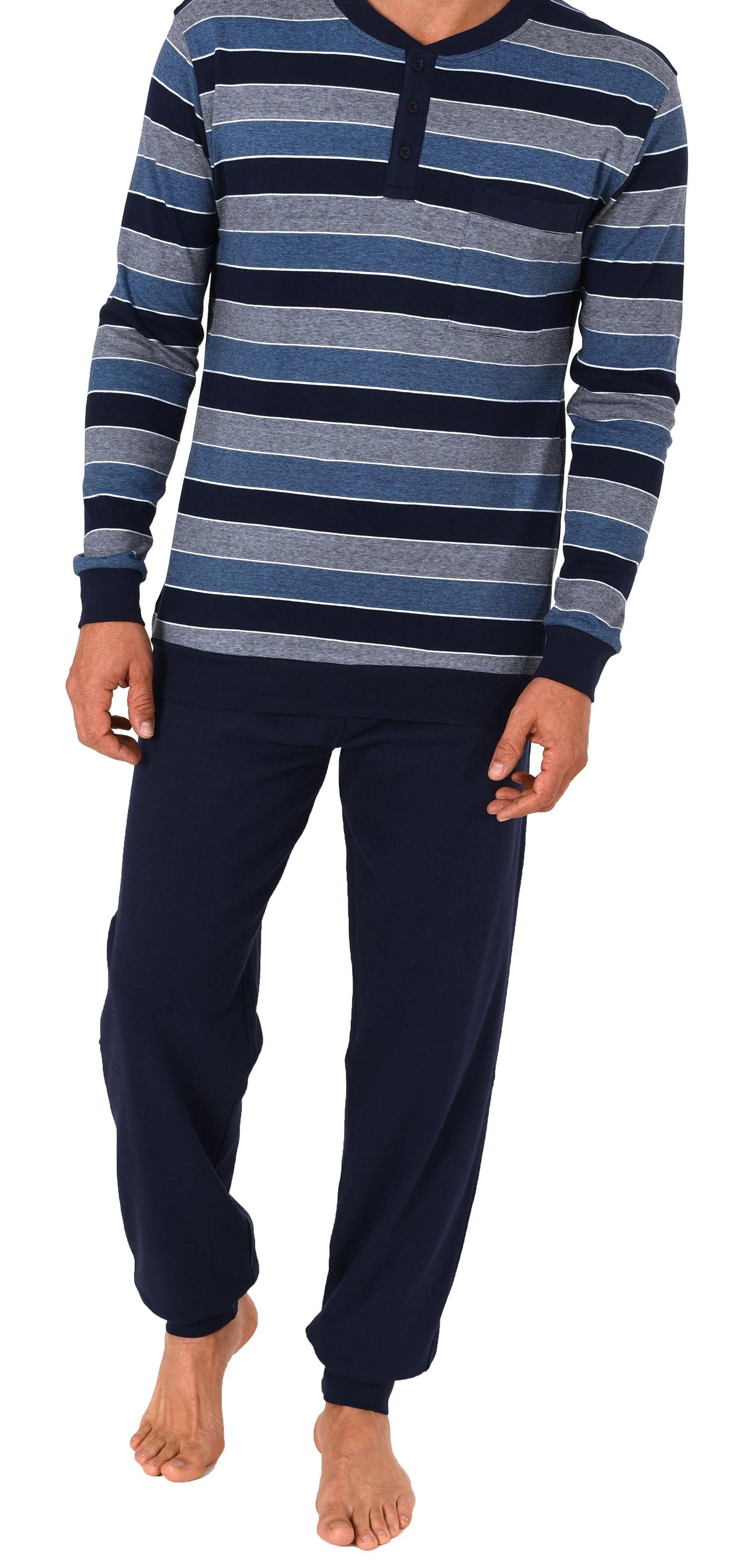 Herren Schlafanzug mit Bündchen in warmer Kuschel Interlock Qualität - auch in Übergrössen