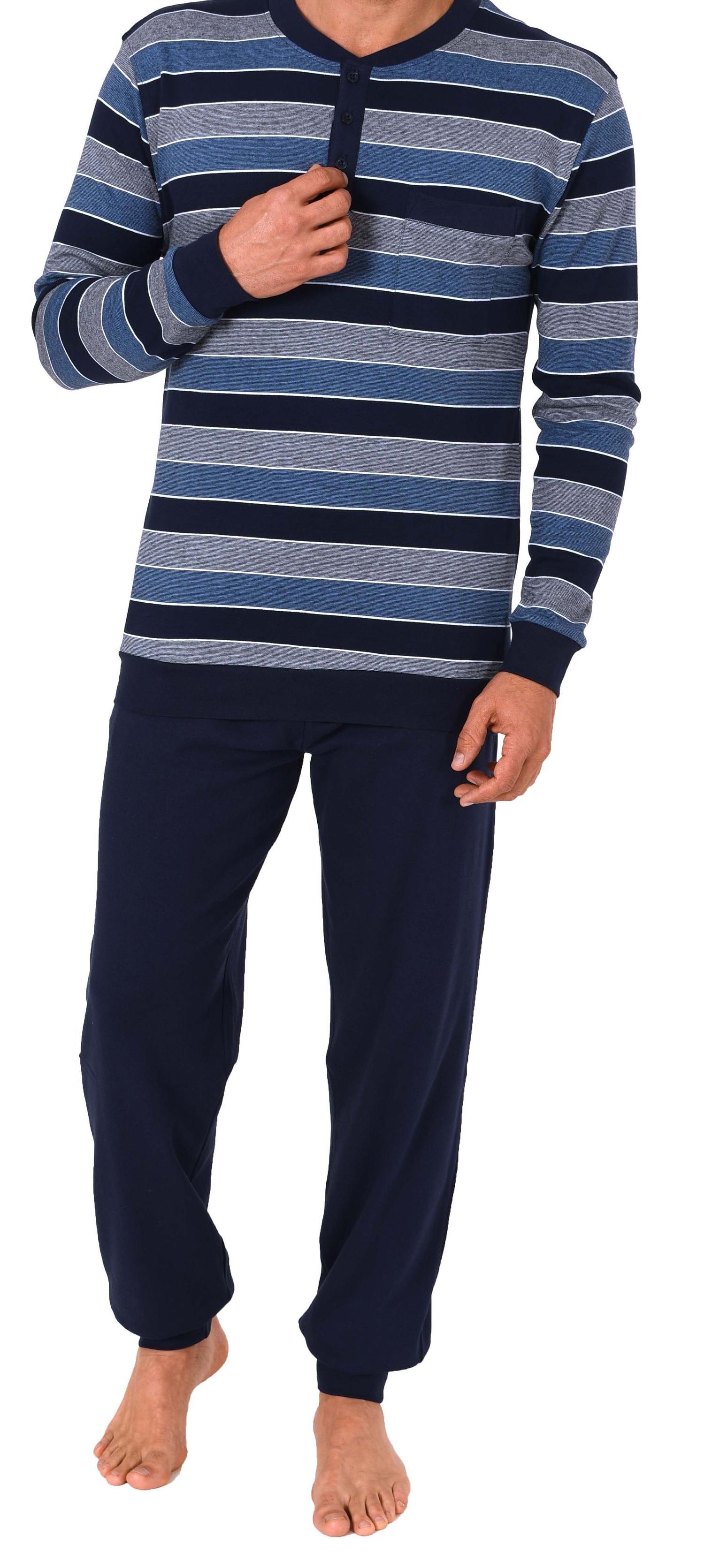 Herren Schlafanzug mit Bündchen in warmer Kuschel Interlock Qualität - auch in Übergrössen