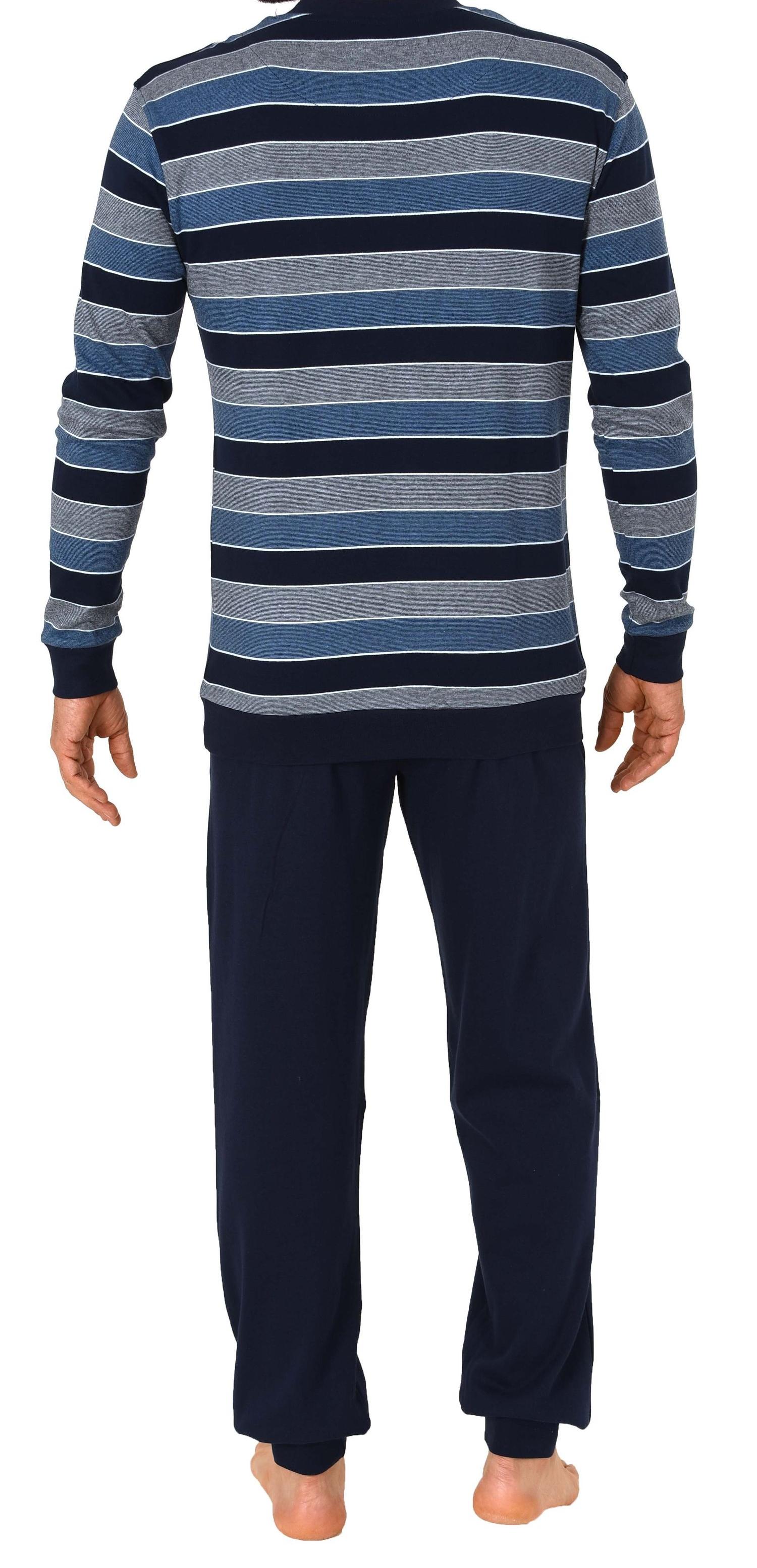 Herren Schlafanzug mit Bündchen in warmer Kuschel Interlock Qualität - auch in Übergrössen