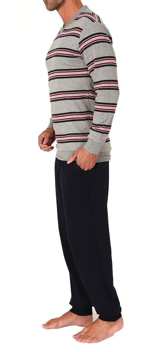 Normann Herren langarm Schlafanzug mit Bündchen in warmer Kuschel Interlock Qualität