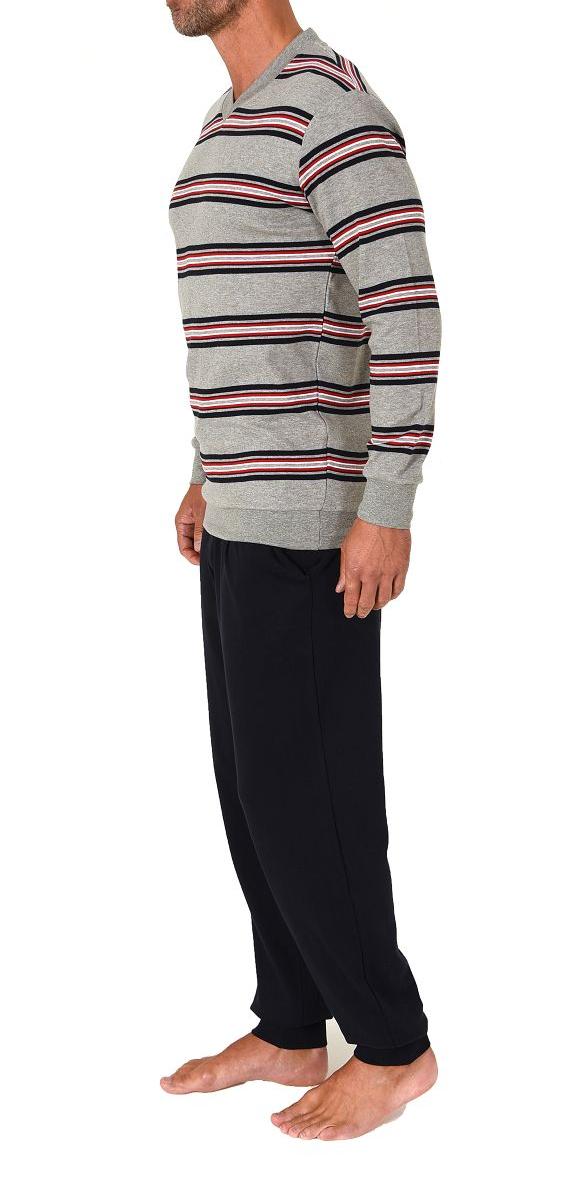 Normann Herren langarm Schlafanzug mit Bündchen in warmer Kuschel Interlock Qualität