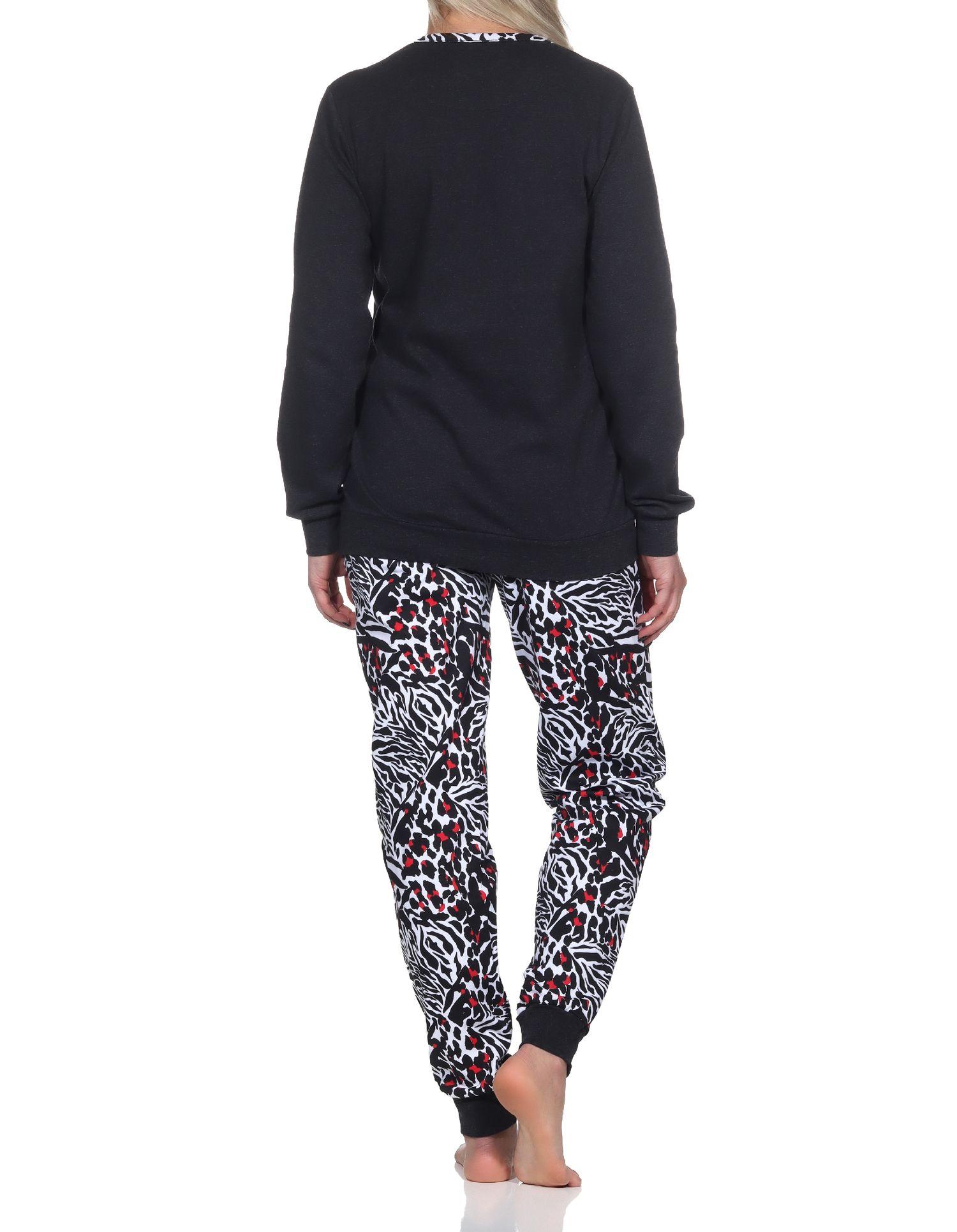 Normann Damen Kuschel Interlock Schlafanzug langarm mit Bündchen in Animal-Print-Optik - 223 201 96 461 Normann Damen Kuschel Interlock Schlafanzug langarm mit Bündchen in Animal-Print-Optik