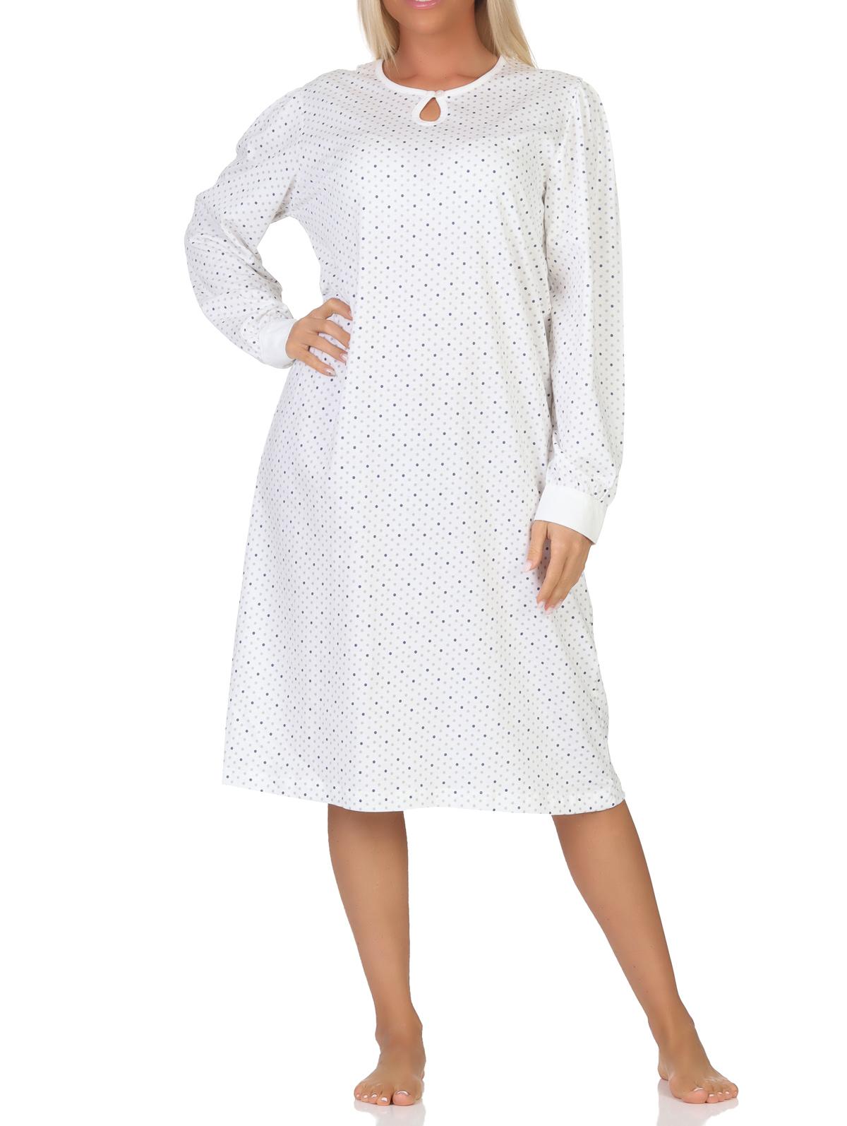 Normann Damen Nachthemd langarm in eleganter Punkte / Tupfen Optik
