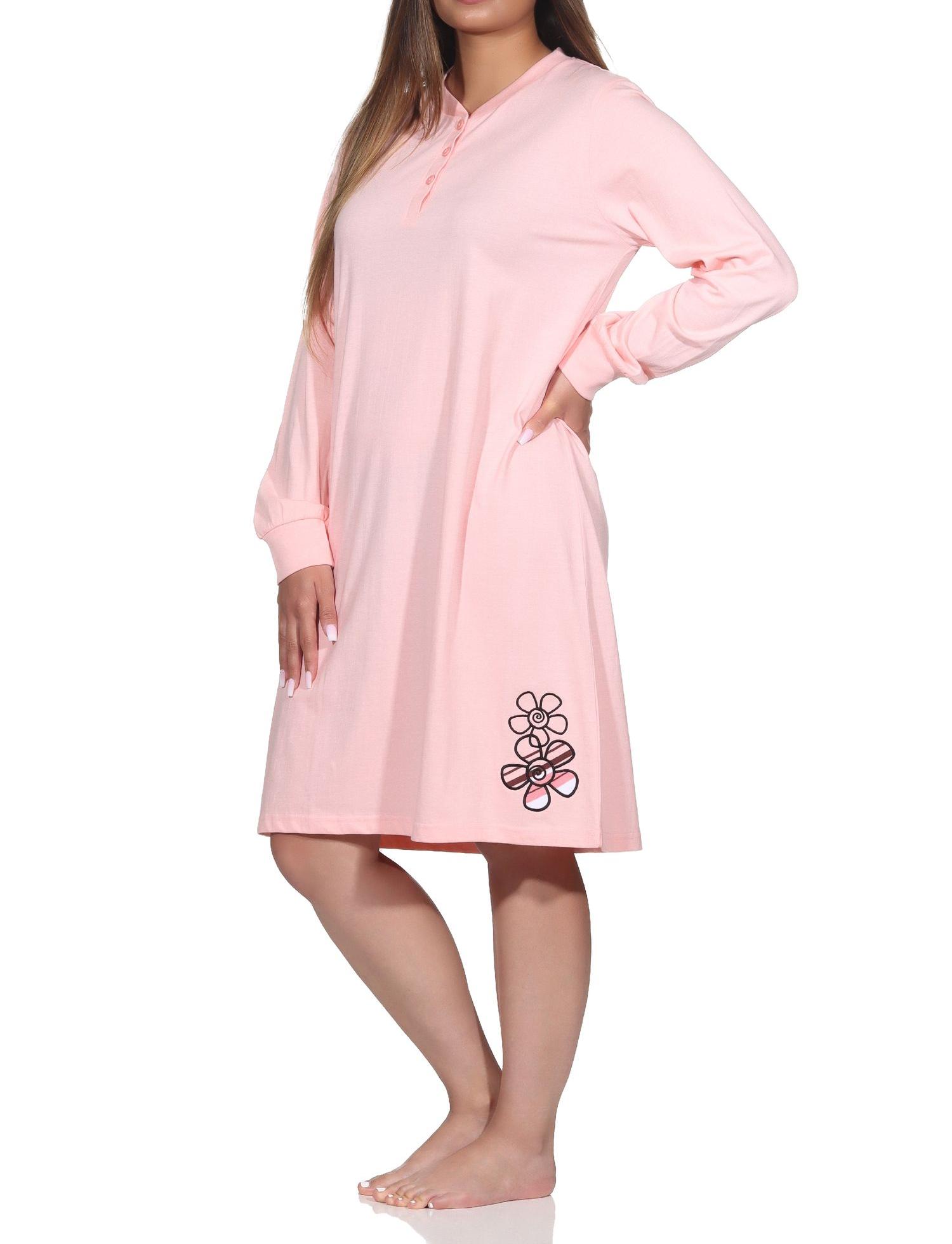 Normann Damen Nachthemd  langarm mit Bündchen am Ärmel - auch in Übergrössen